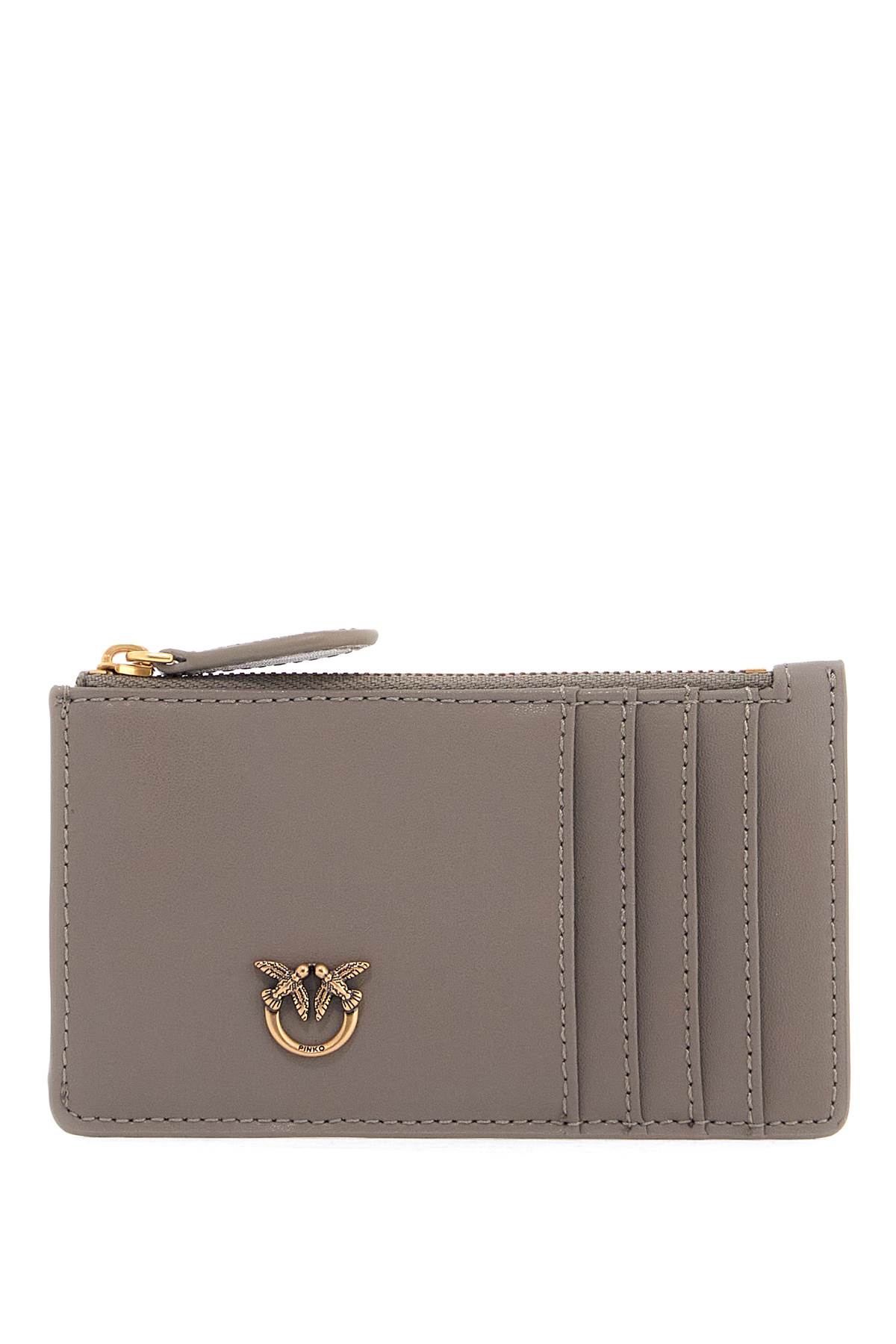 Pinko Love Birds Diamond Card Holder In Brown