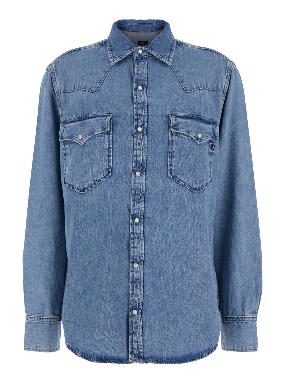 Blue Shirt With Classic Collar In Denim Woman