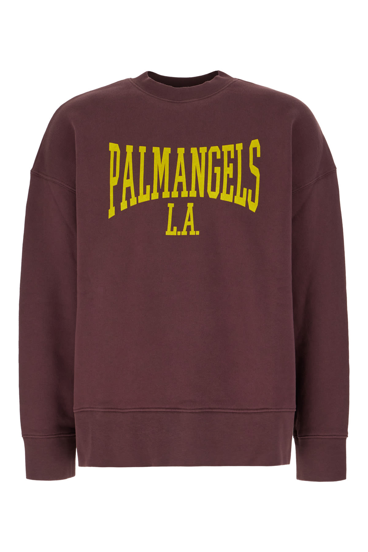 Shop Palm Angels Plum Cotton Sweatshirt In Plum Yellow