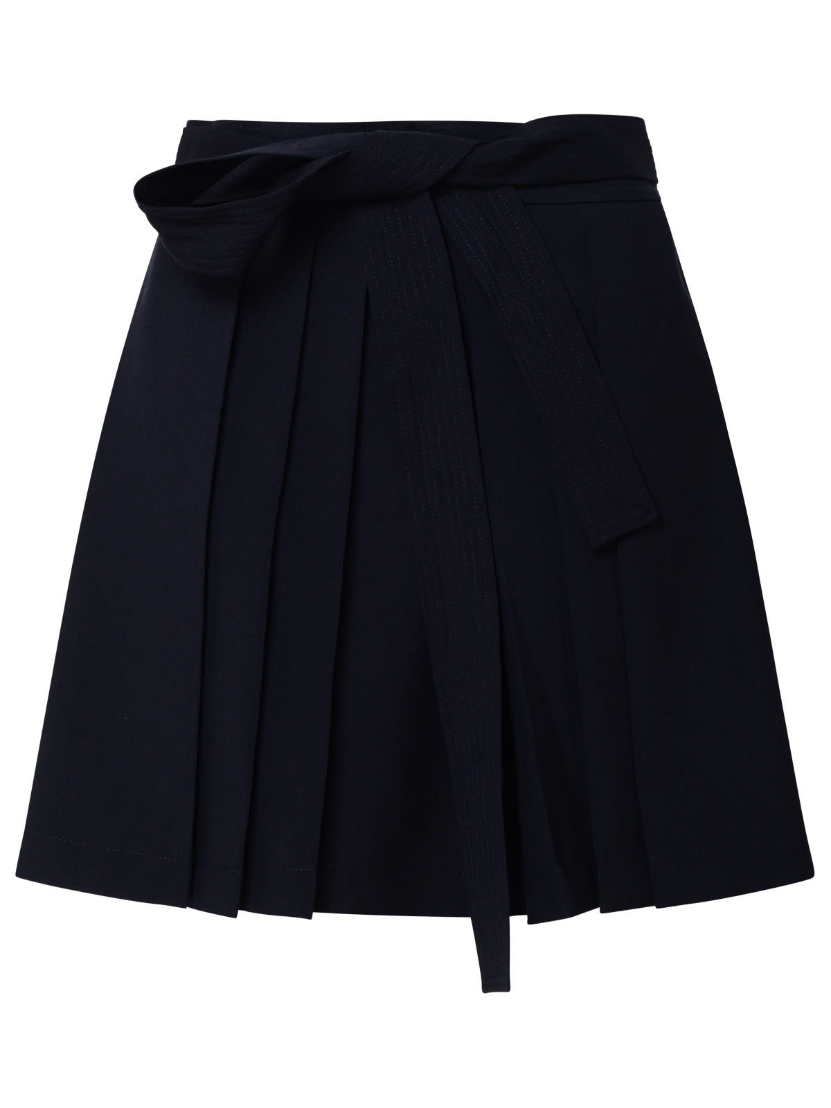 Shop Kenzo Navy Virgin Wool Miniskirt