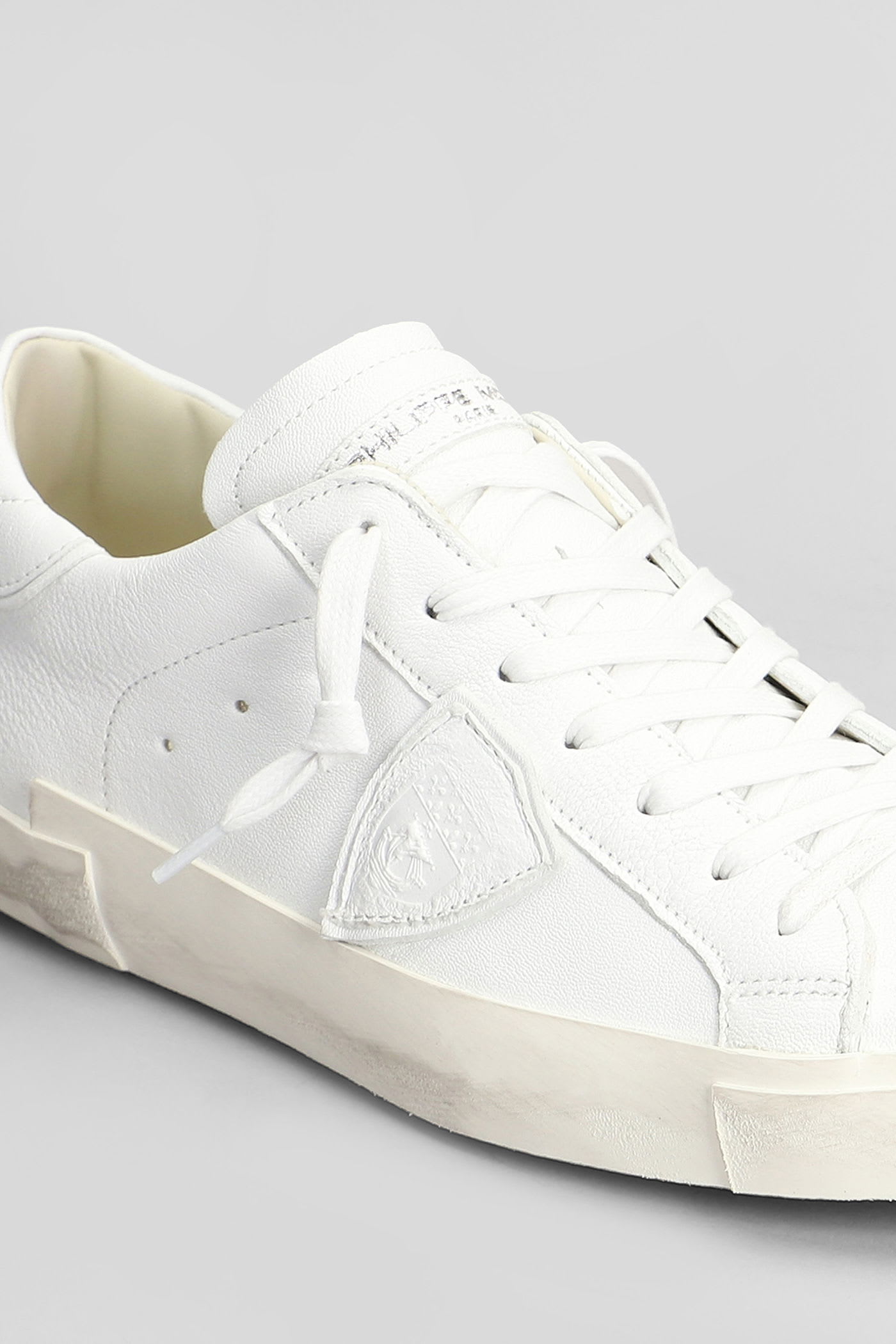 Philippe Model Prsx Low Sneakers In White Leather In White