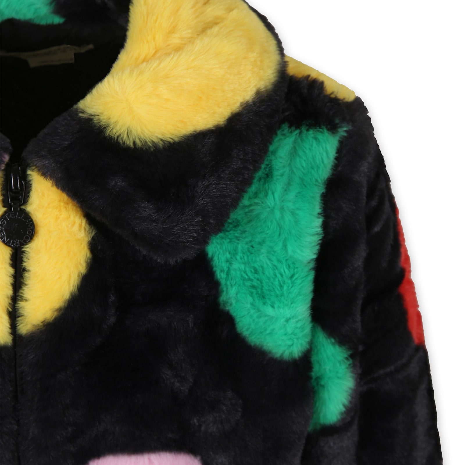 Stella Mccartney Polka-dot Faux-fur Jacket In Black