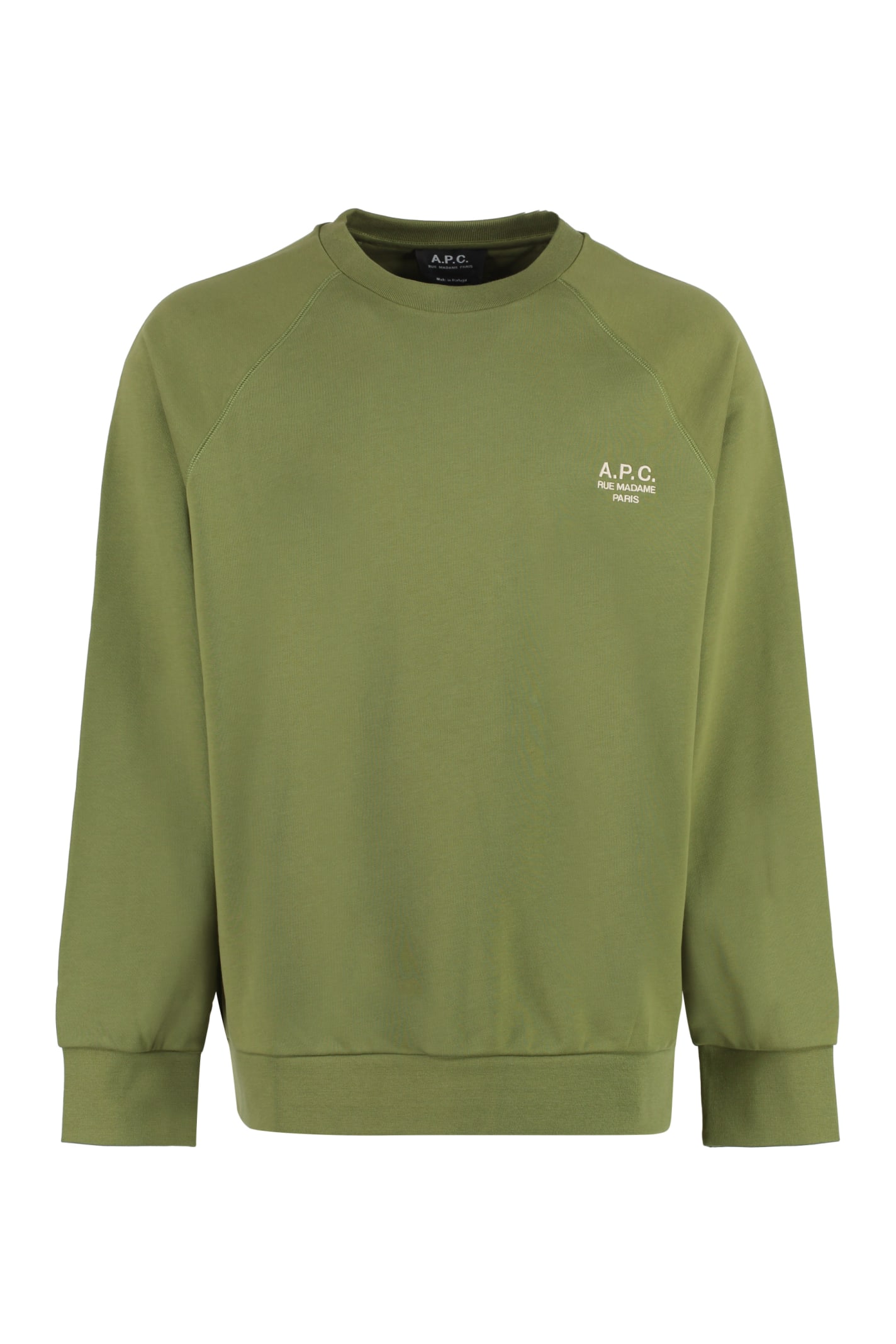 Shop Apc Cotton Crew-neck Sweatshirt In Green