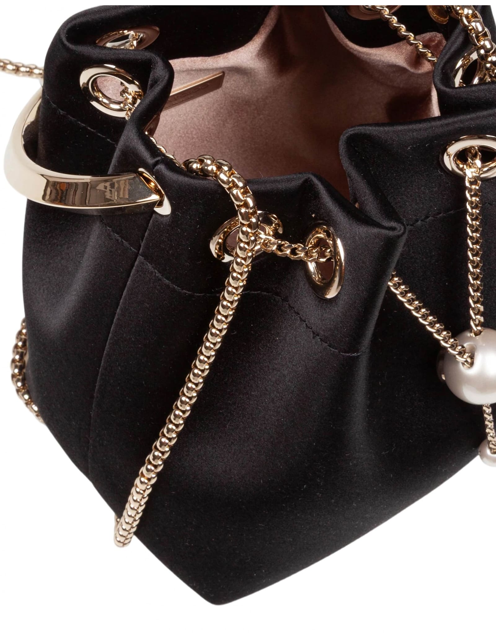 Jimmy Choo Bon Bon Black Satin Handbag In Black