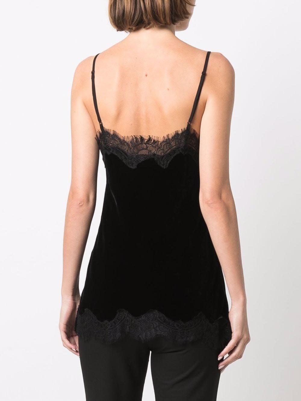 Gold Hawk Lace-trim Sleeveless Top In Black