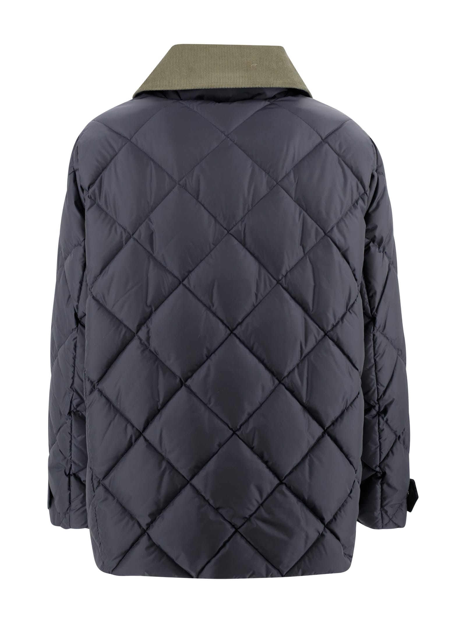 Herno Quilted Jacket Velvet Collar In Blue