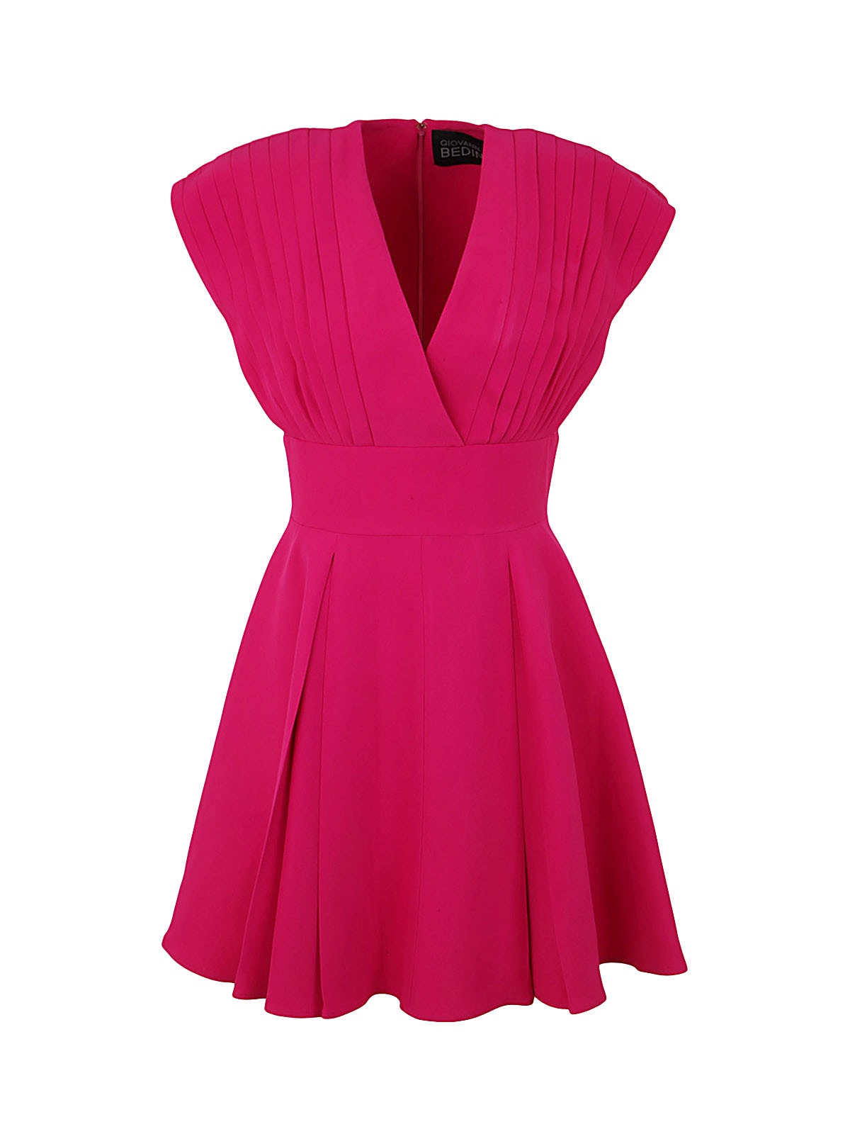 Giovanni Bedin Sleeveless Mini Dress W/ Pleated Details In Fucsia