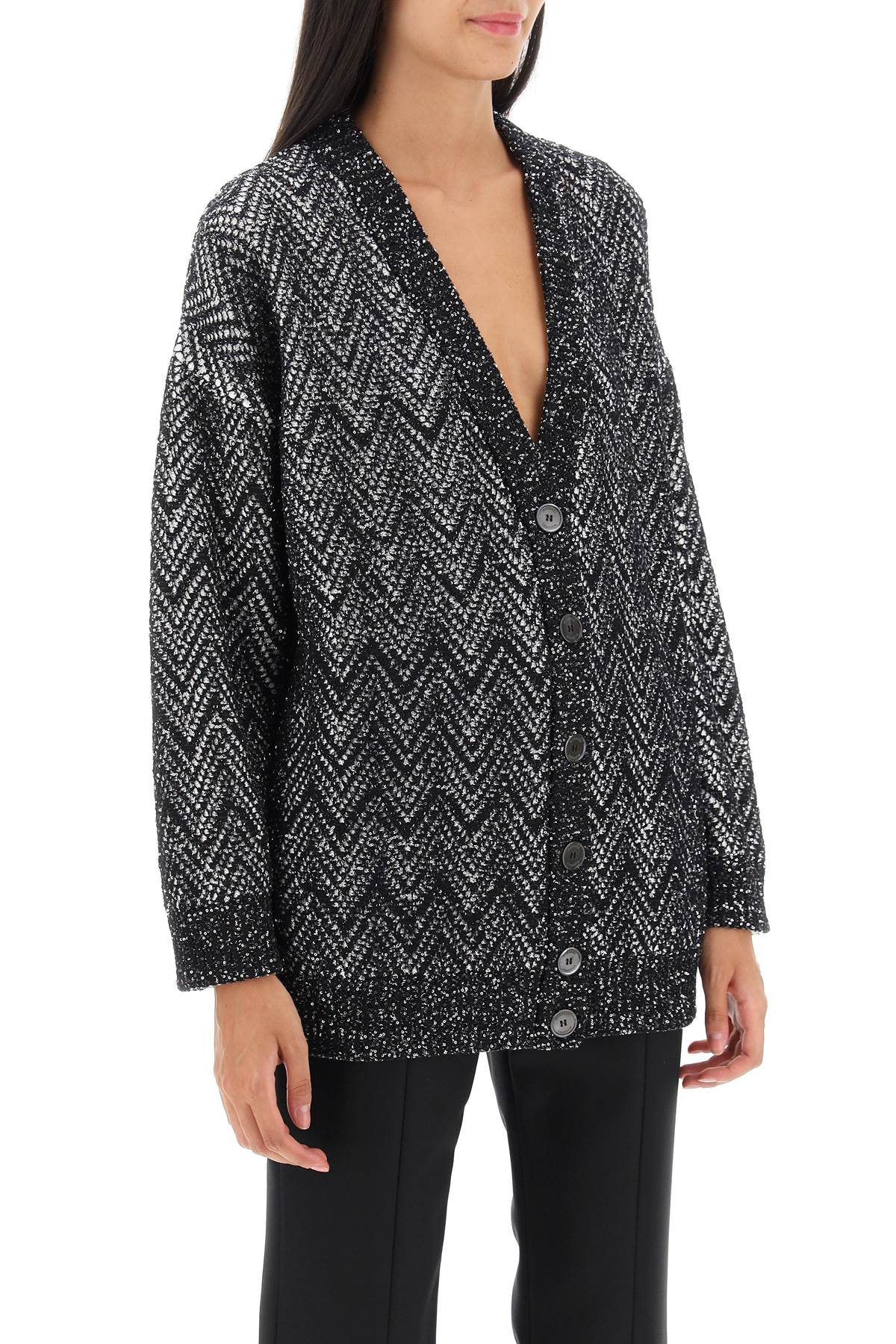 Shop Missoni Sequined Two-tone Cardigan