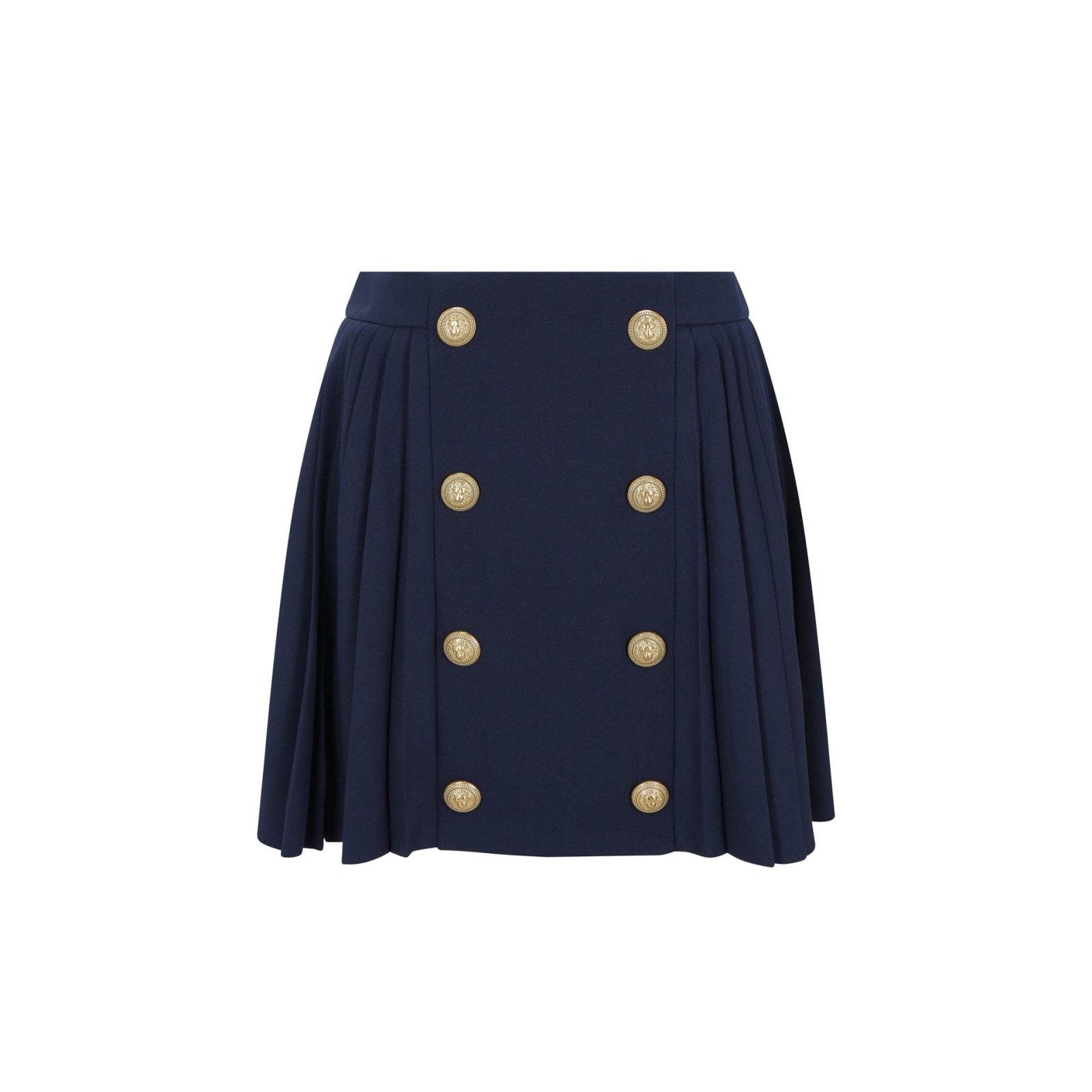 Shop Balmain Wool Mini Skirt In Blue