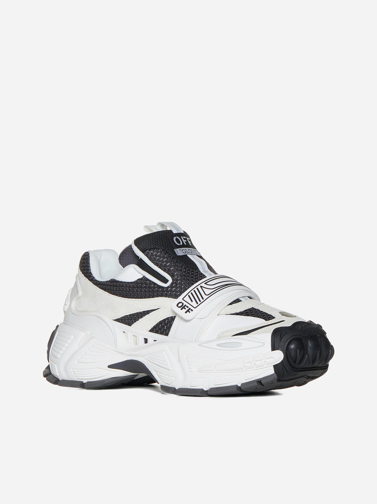 Shop Off-white Glove Mix Materials Slip On Sneakers In White/black