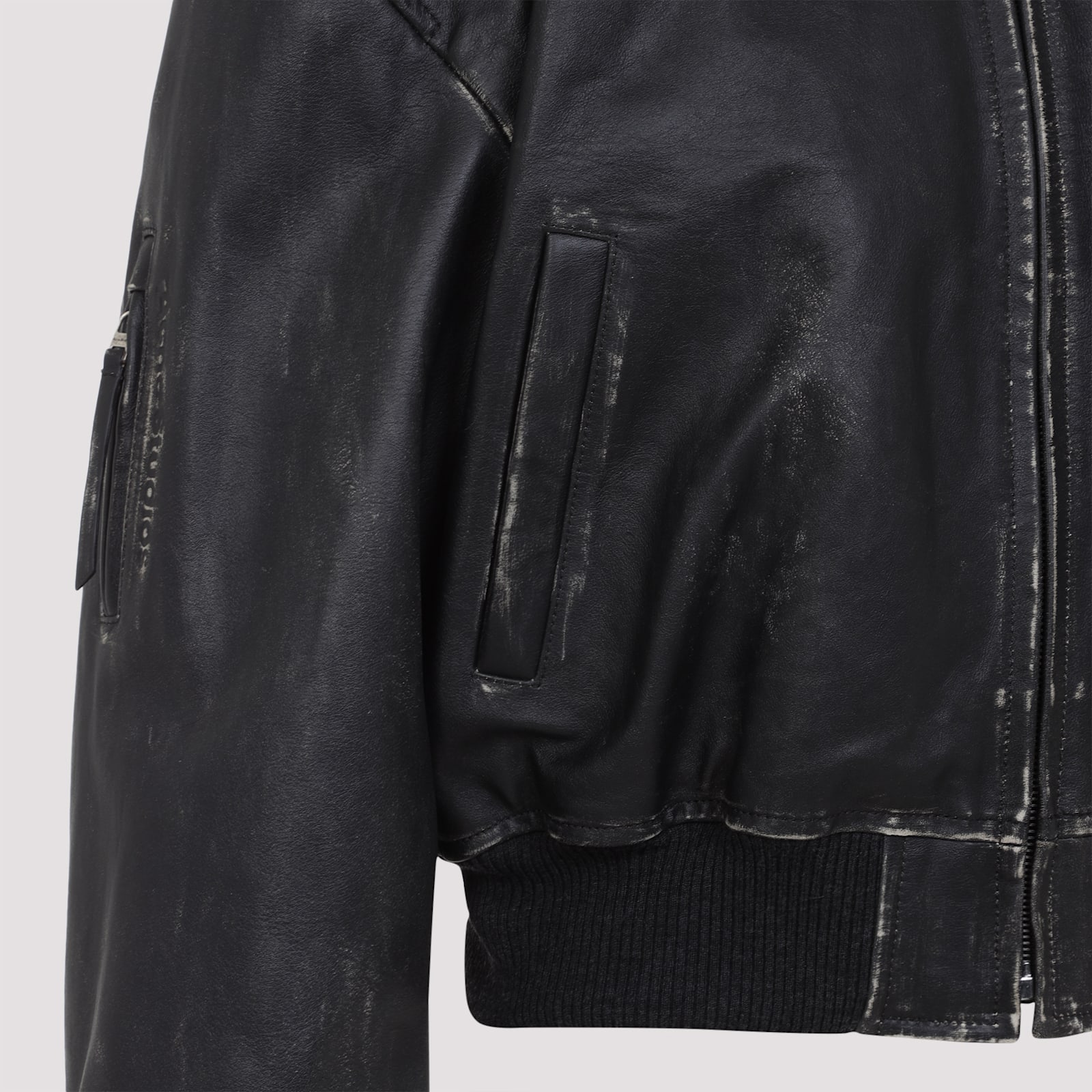 Acne Studios Leather Jacket In Chf Vintage Black