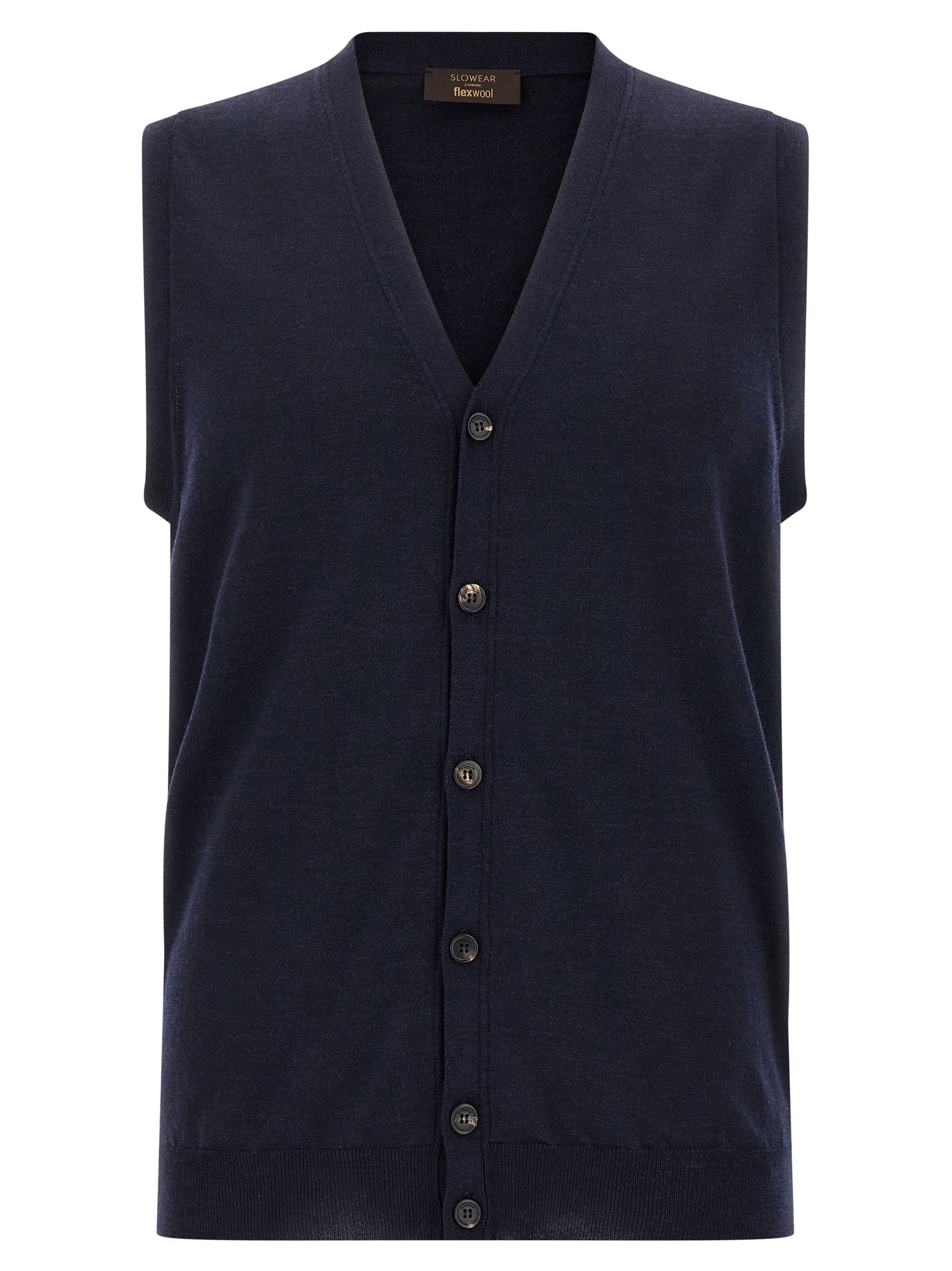 Zanone Sleeveless V-neck Ribbed Knit Vest In Blue