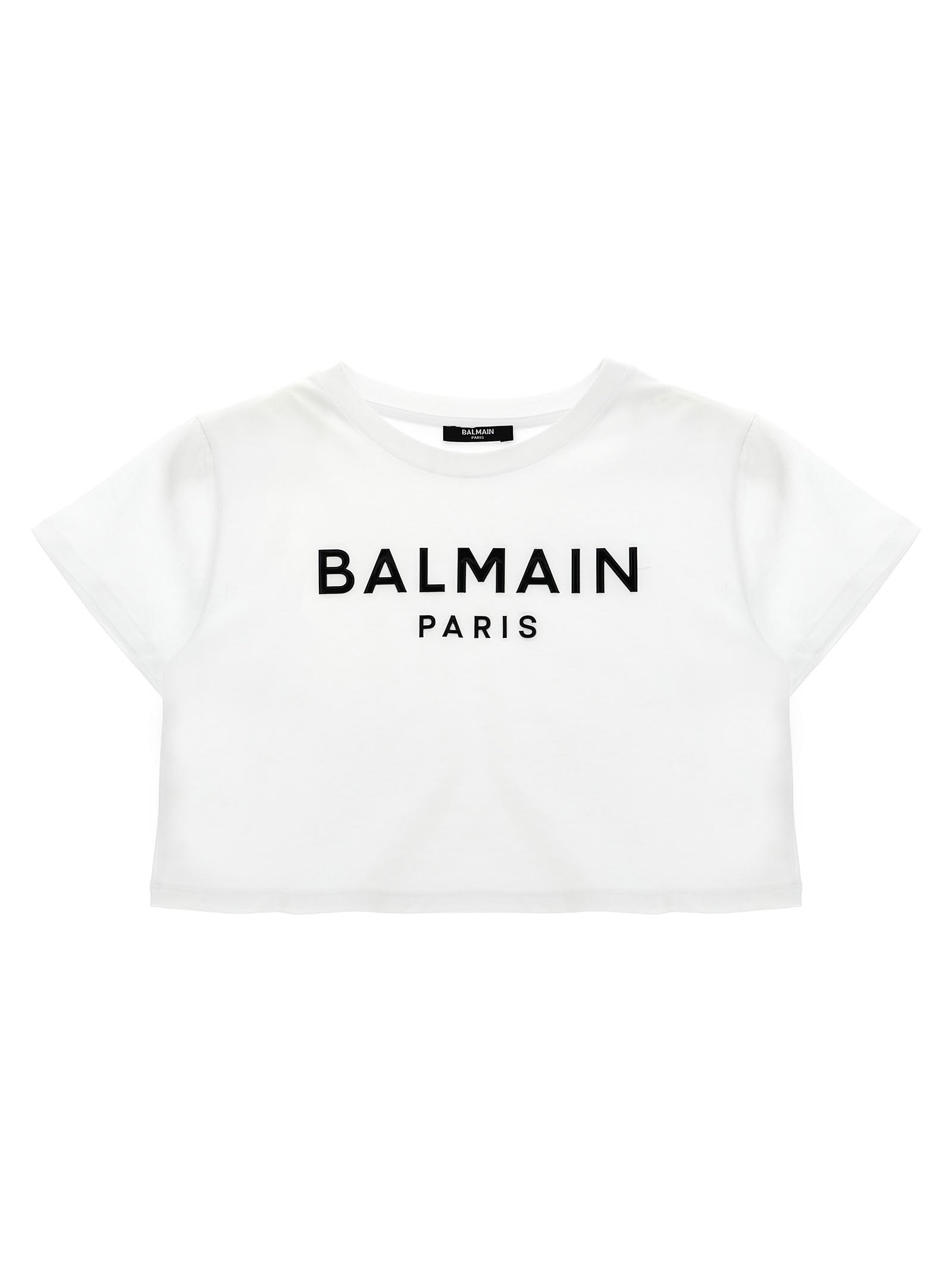 Balmain Embossed Logo T-shirt In White/black