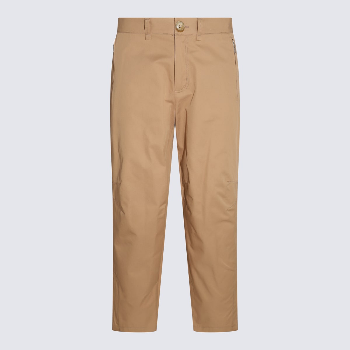 Sand Cotton And Wool Blend Pants