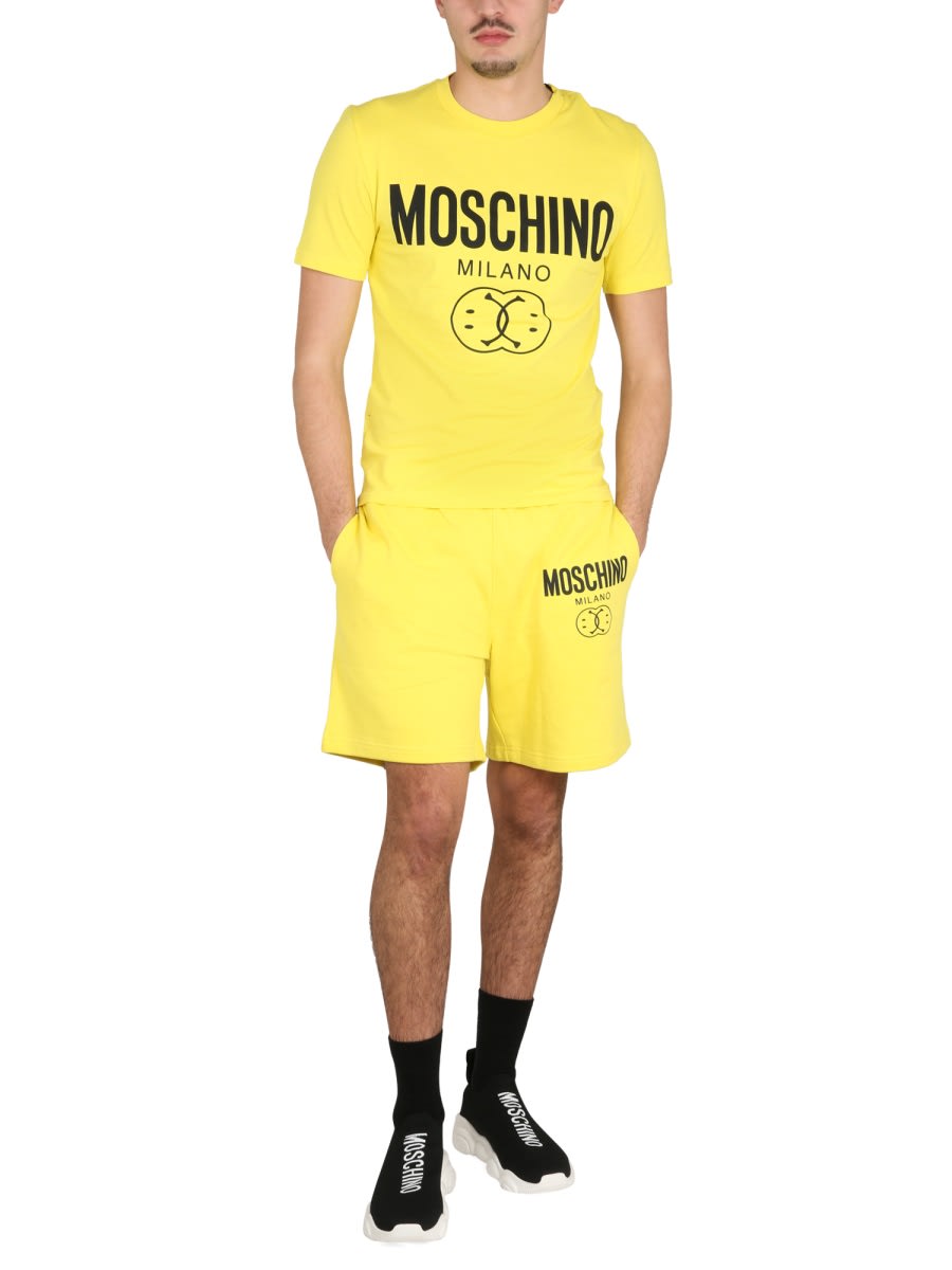 Moschino Couture Bermuda With Logo In Yellow