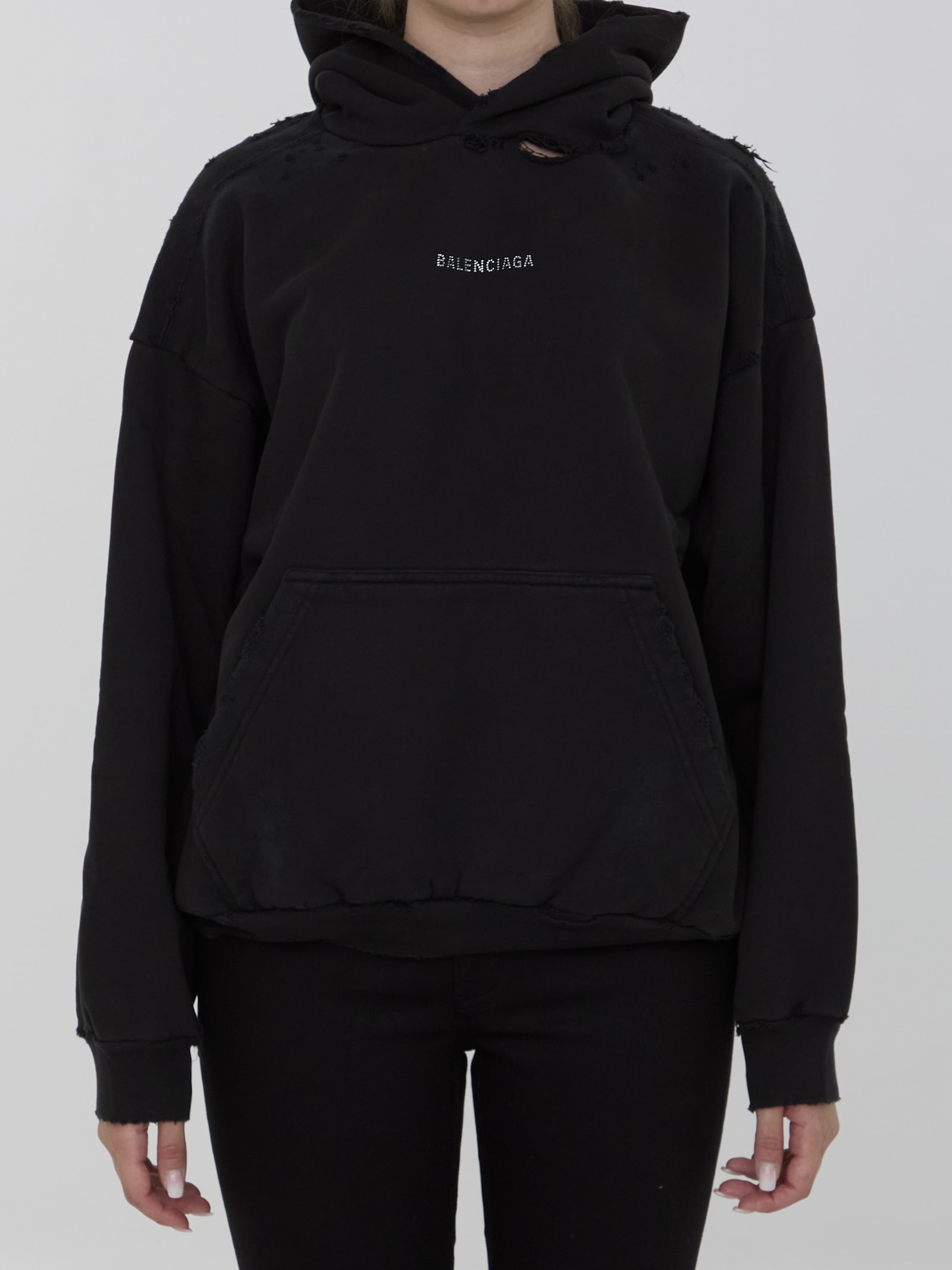 Shop Balenciaga Back Hoodie In Black