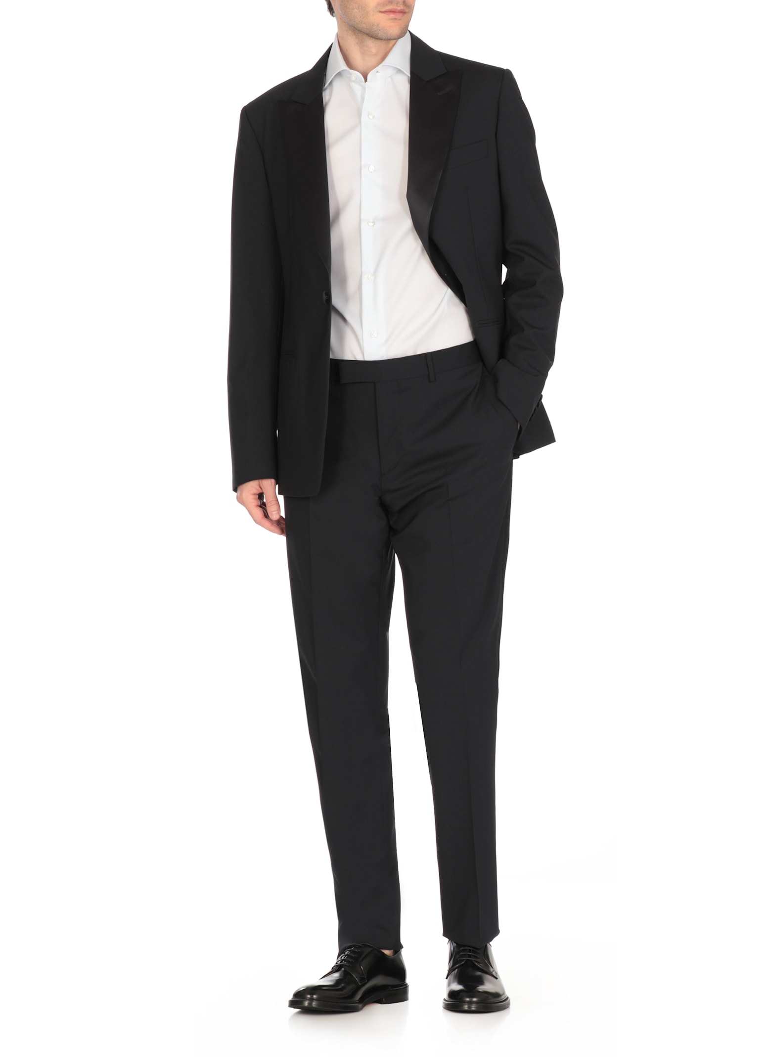 Lardini Suit Wool Double-breasted Jacket In Black