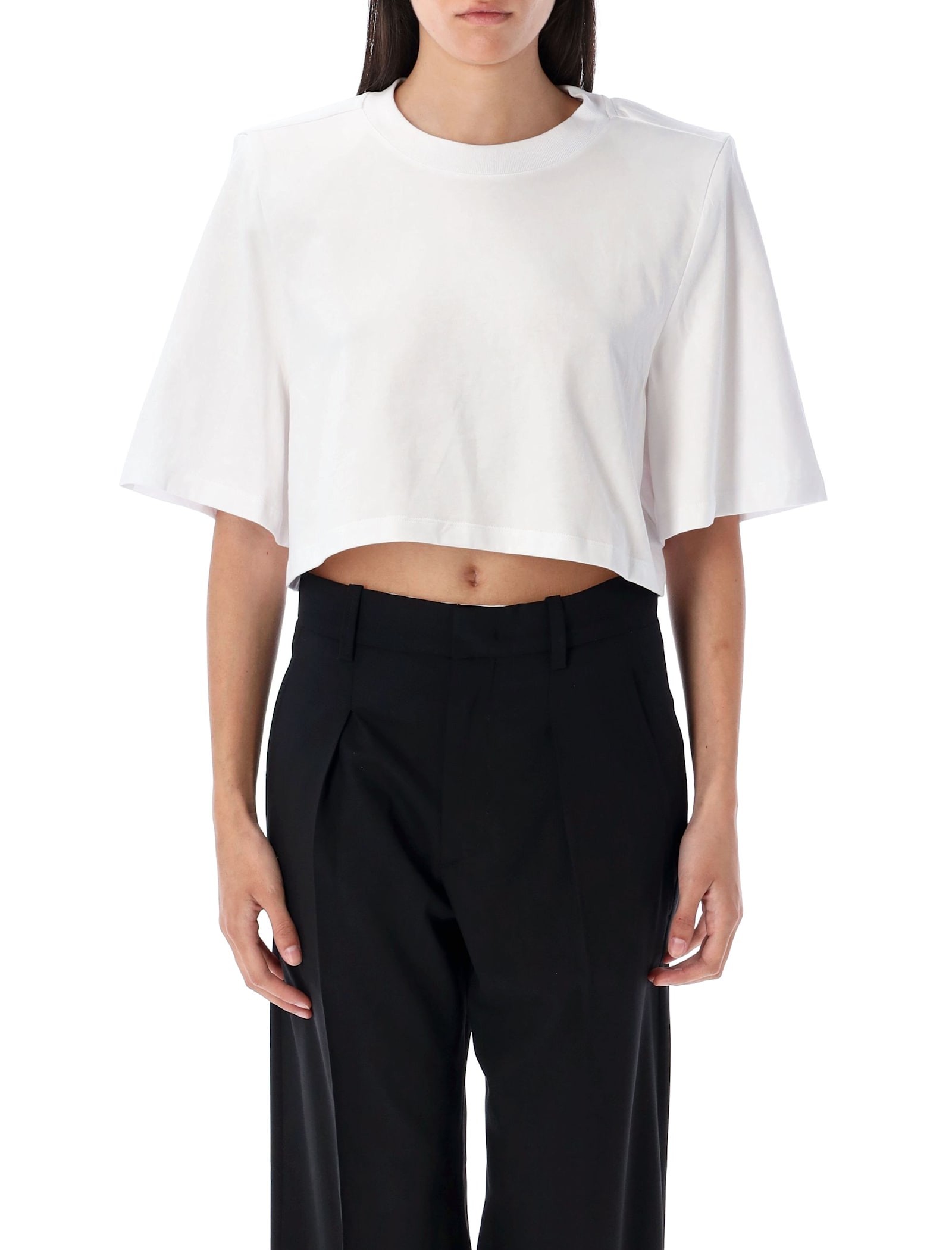 Isabel Marant Zaely Cropped Cotton Jersey T-shirt In White