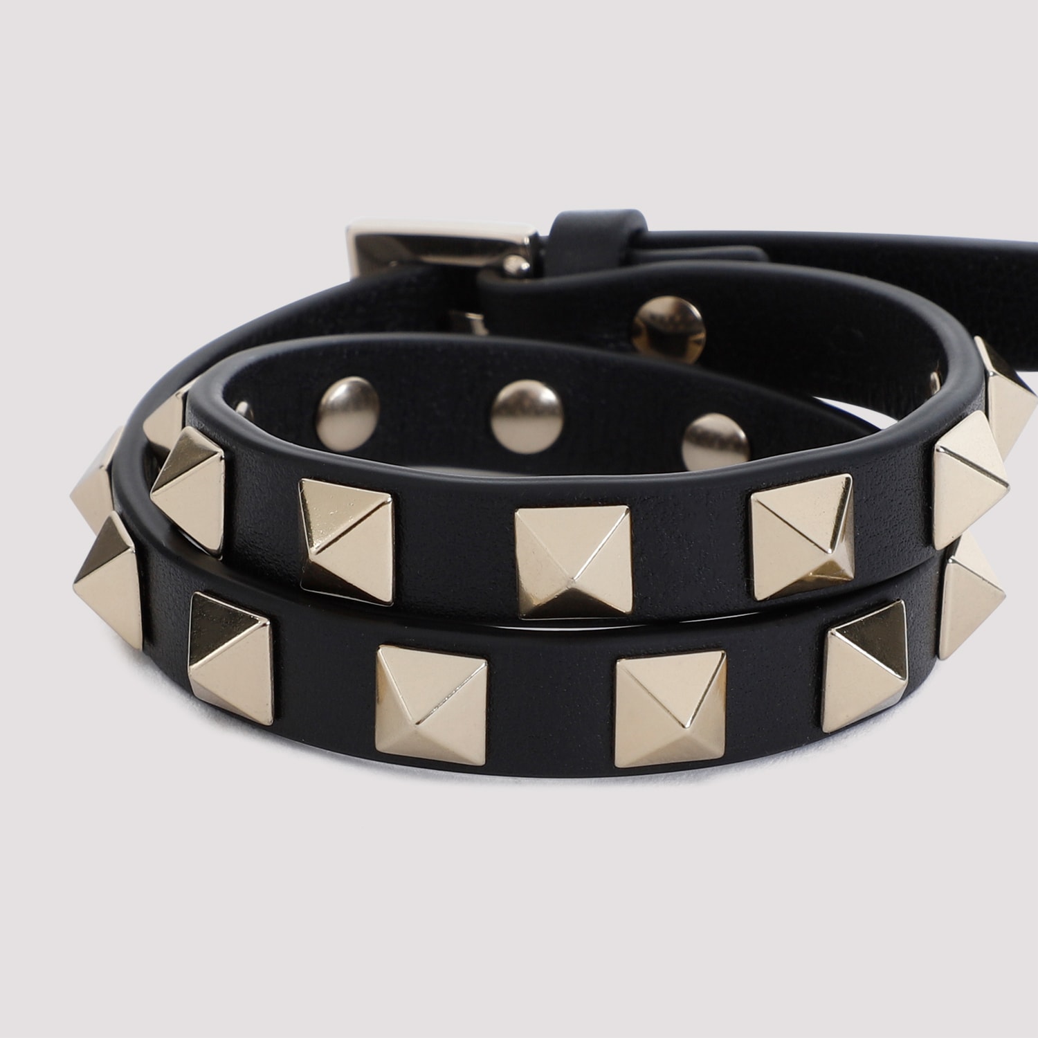 Shop Valentino Leather Bracelet In No Nero