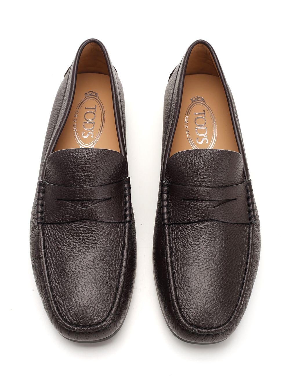 Shop Tod's Dark Brown Deerskin Loafer