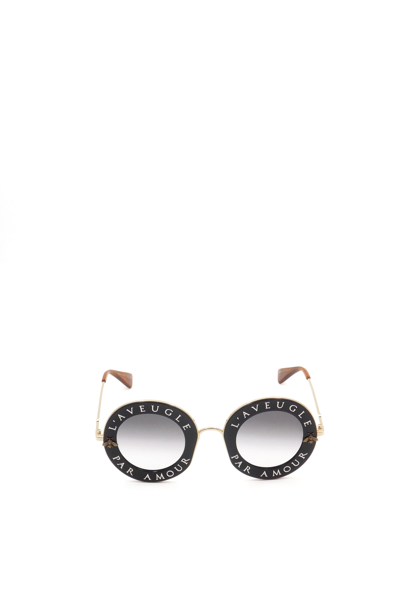 Shop Gucci Gg0113s Sunglasses In Black Gold Grey