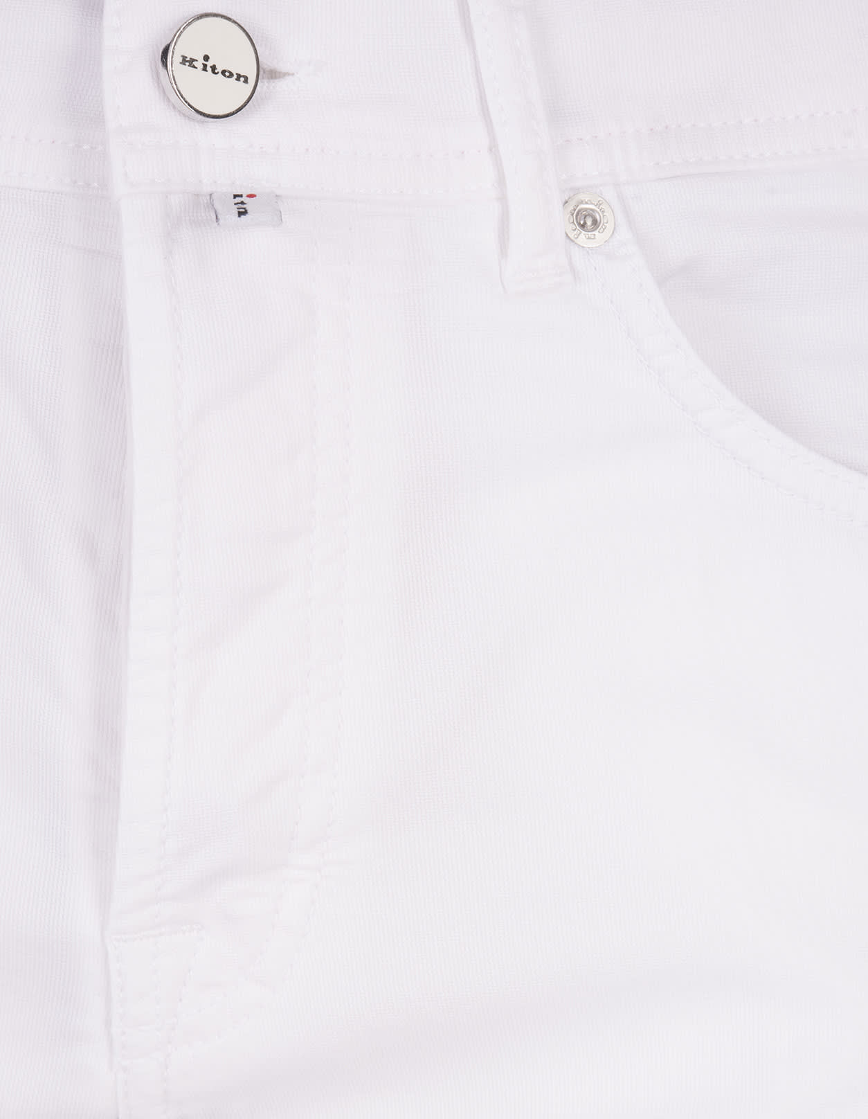 Shop Kiton White 5 Pocket Straight Leg Trousers