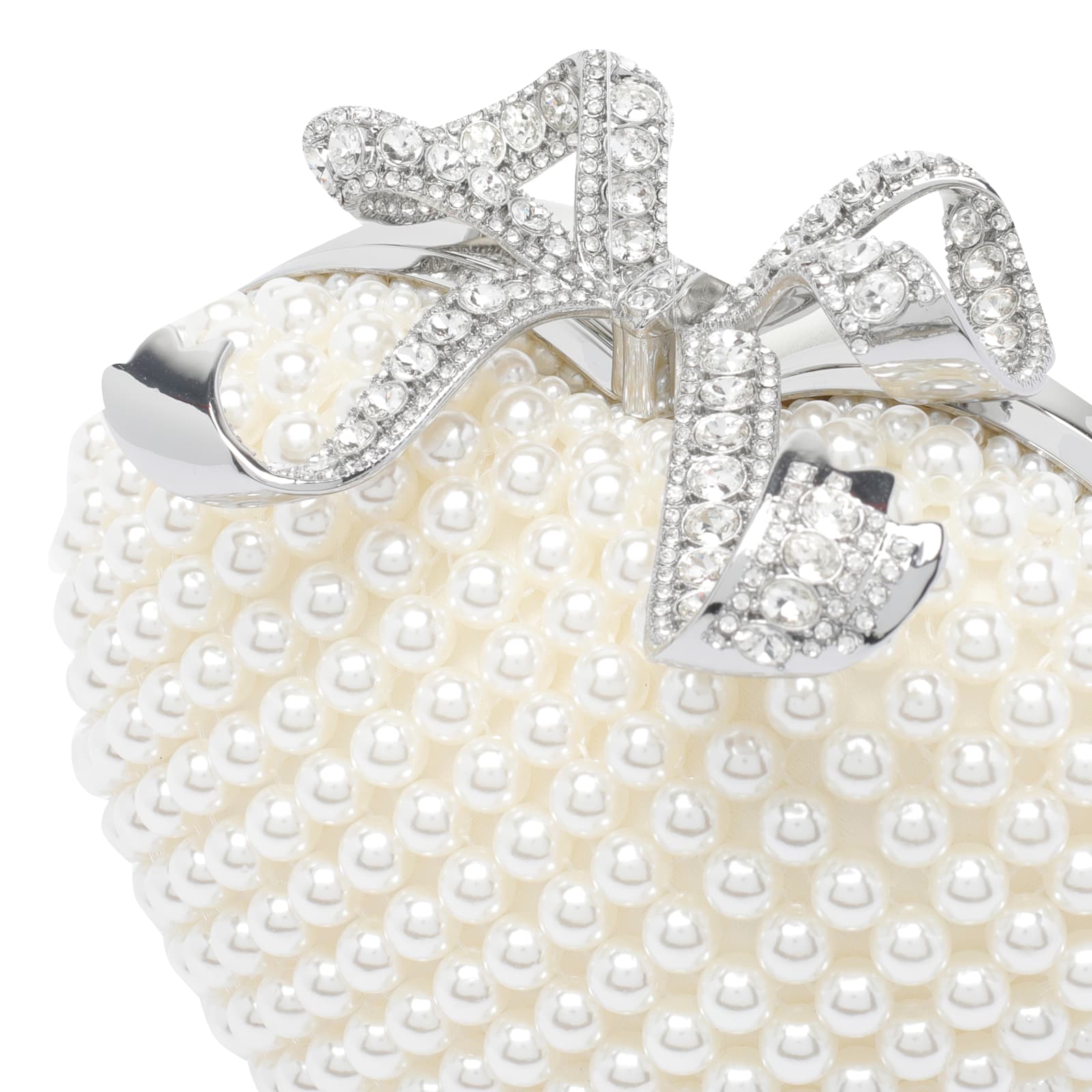 Self-portrait Womens Cream Heart Leather And Faux-pearl Clutch Bag In White