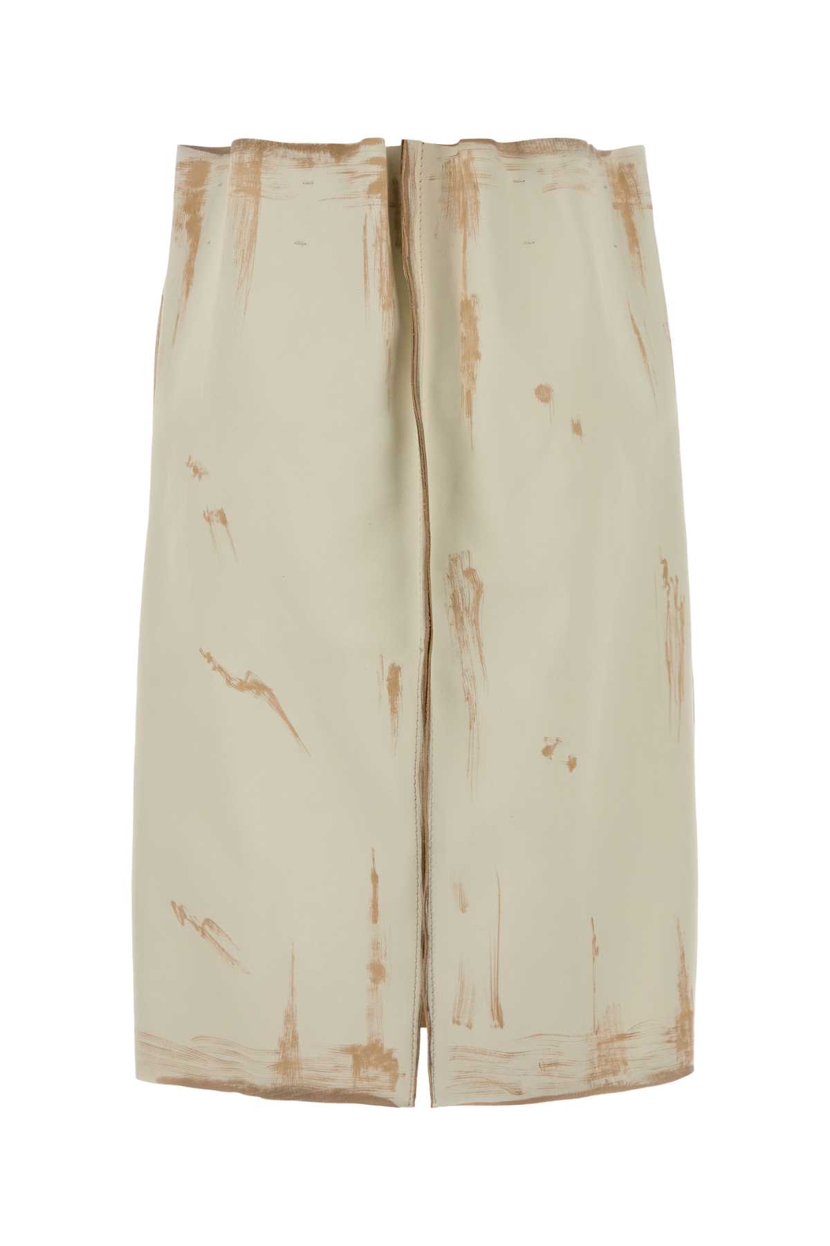 Prada Sand Leather Skirt In White