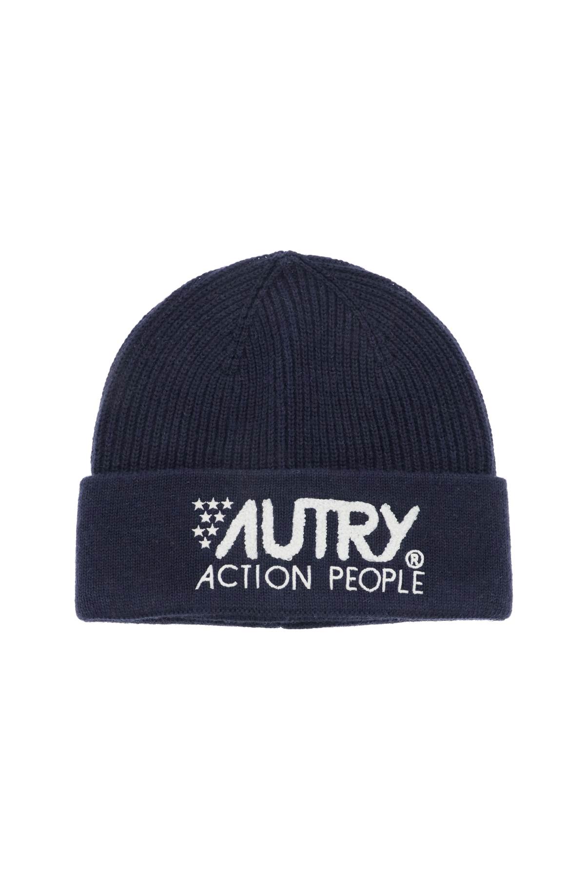 Shop Autry Beanie Hat With Embroidered Logo In Aster (blue)
