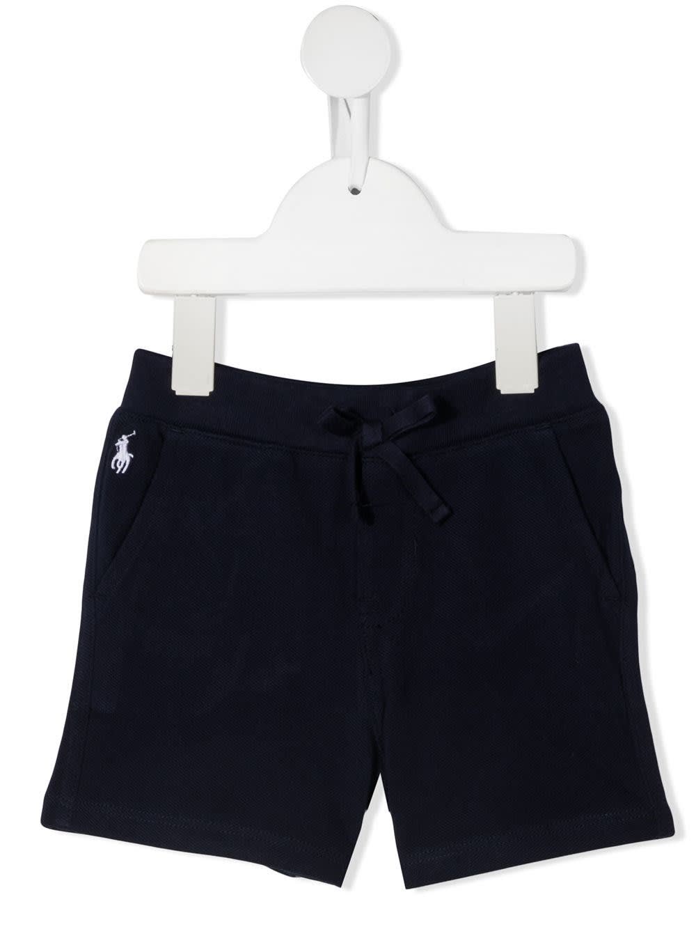 Ralph Lauren Blue Cotton Piquet Shorts With Logo