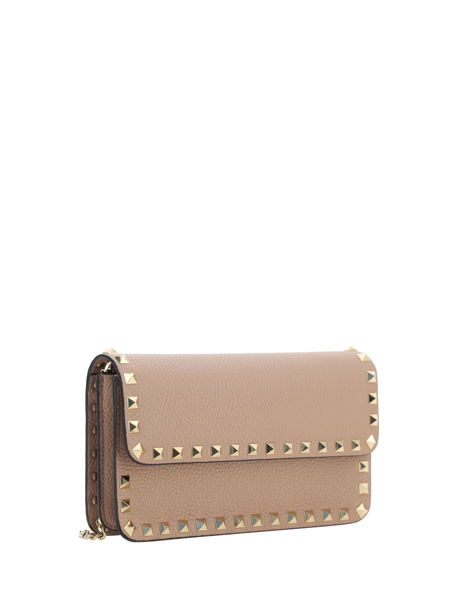 Shop Valentino Rockstud Shoulder Bag In Poudre