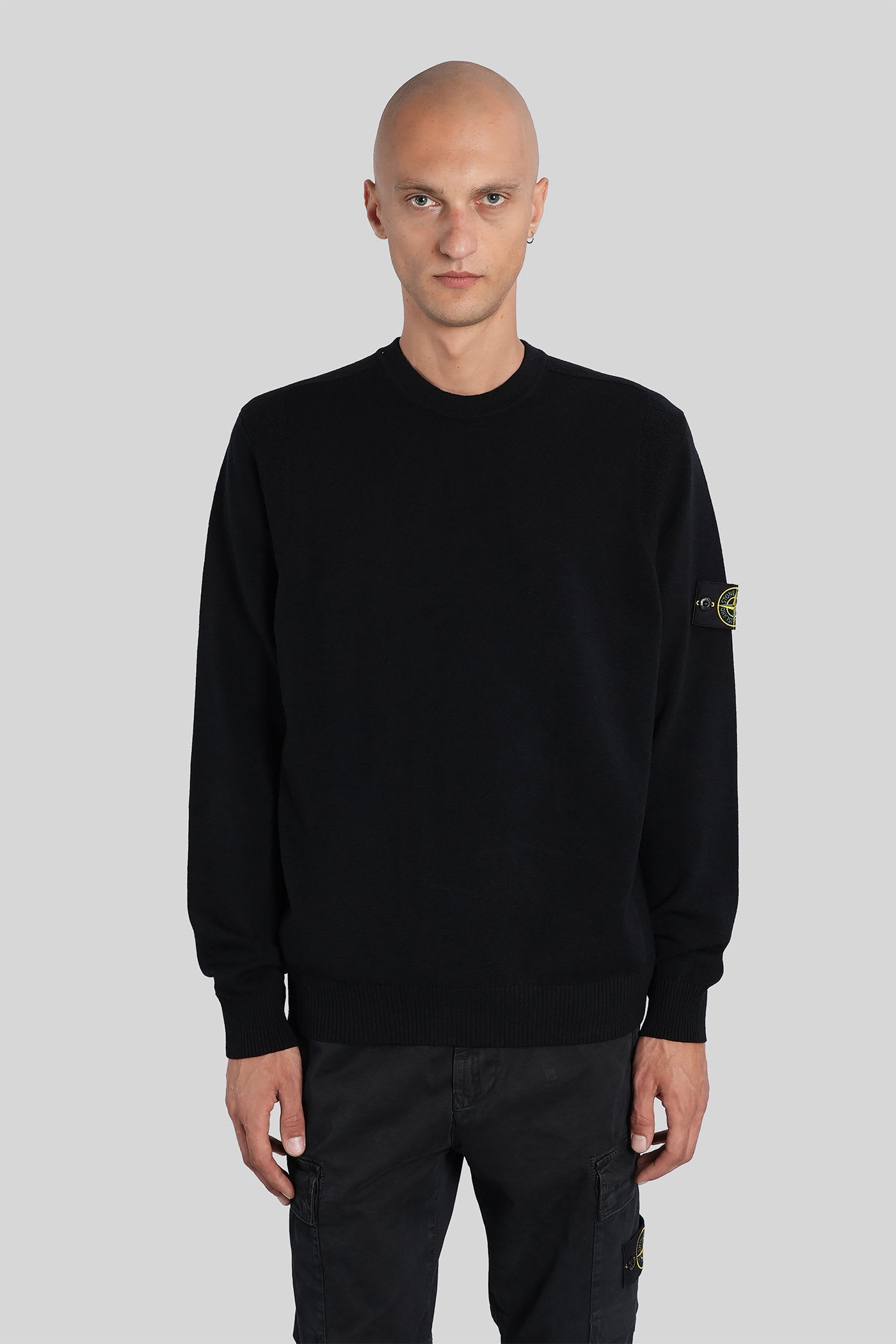 Stone Island Vanisé Brushed Heavy Cotton Sweatshirt In Black