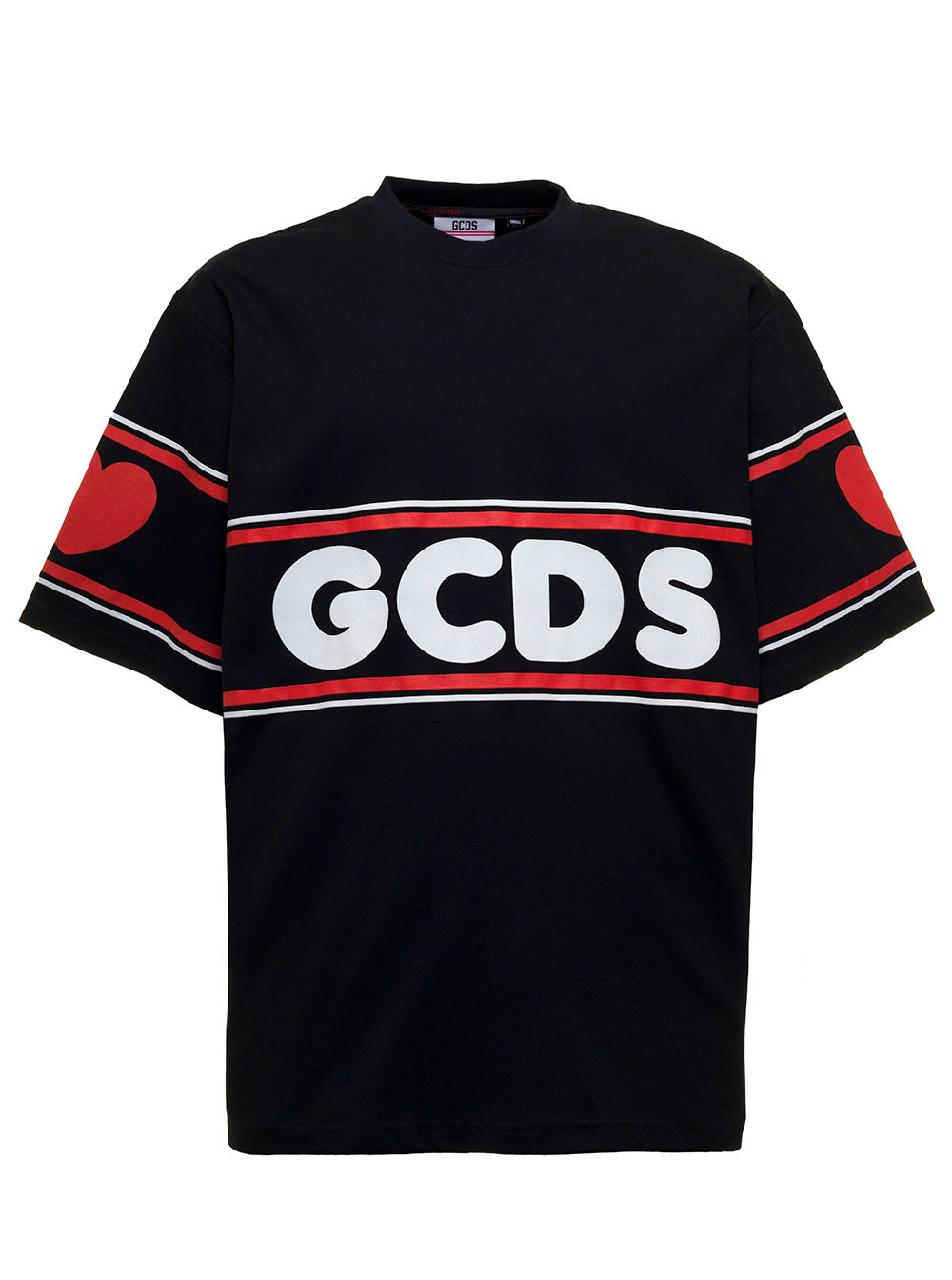 GCDS Black Cute Tape Cotton T-shirt With Logo Print