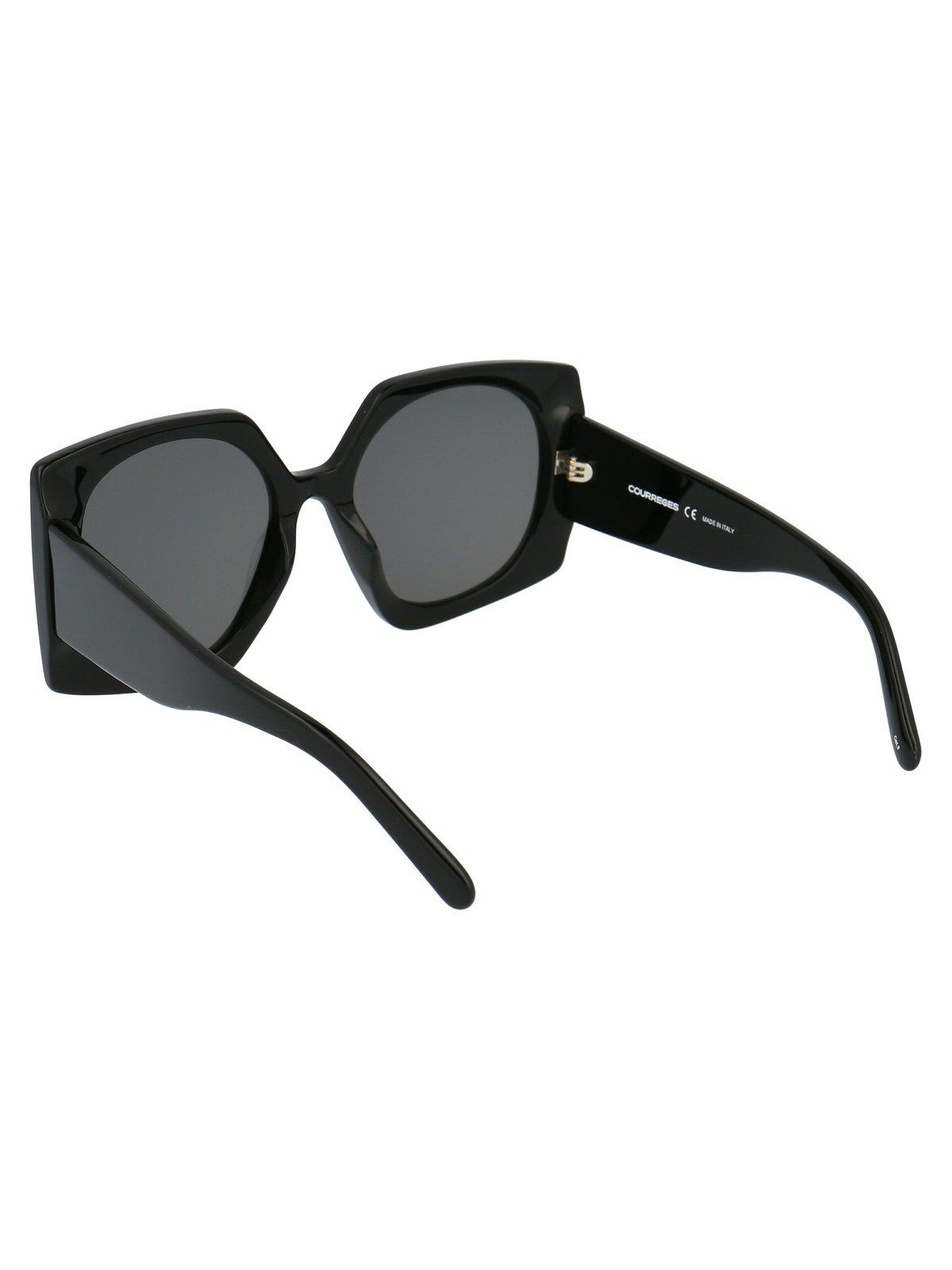 Shop Courrèges Oversized Sunglasses In 001 Black Black Grey