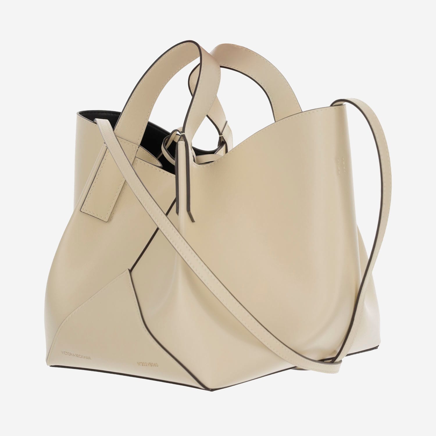 Shop Victoria Beckham Logo Leather Shoulder Bag In White