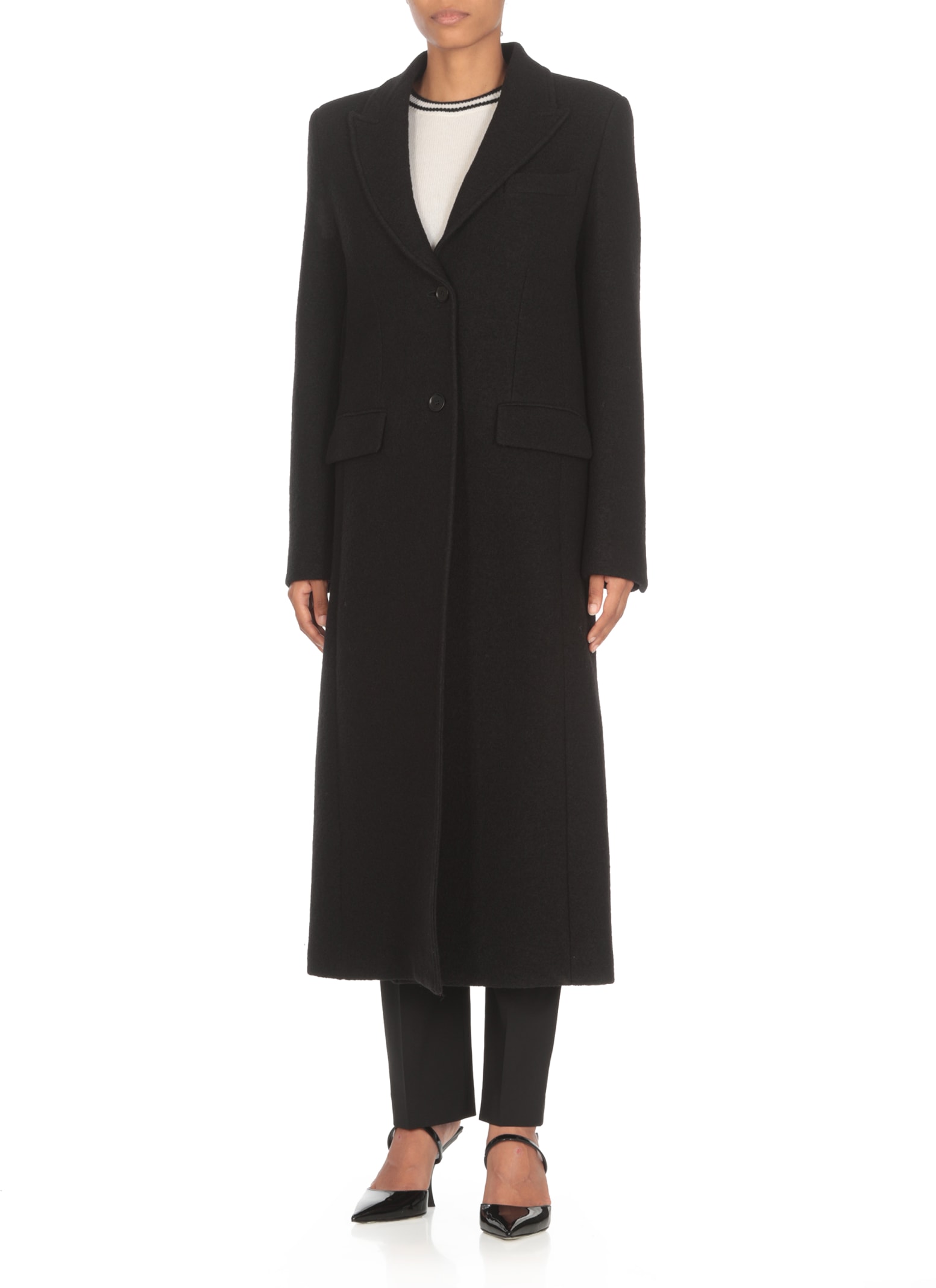 Shop Msgm Virgin Wool Coat In Black