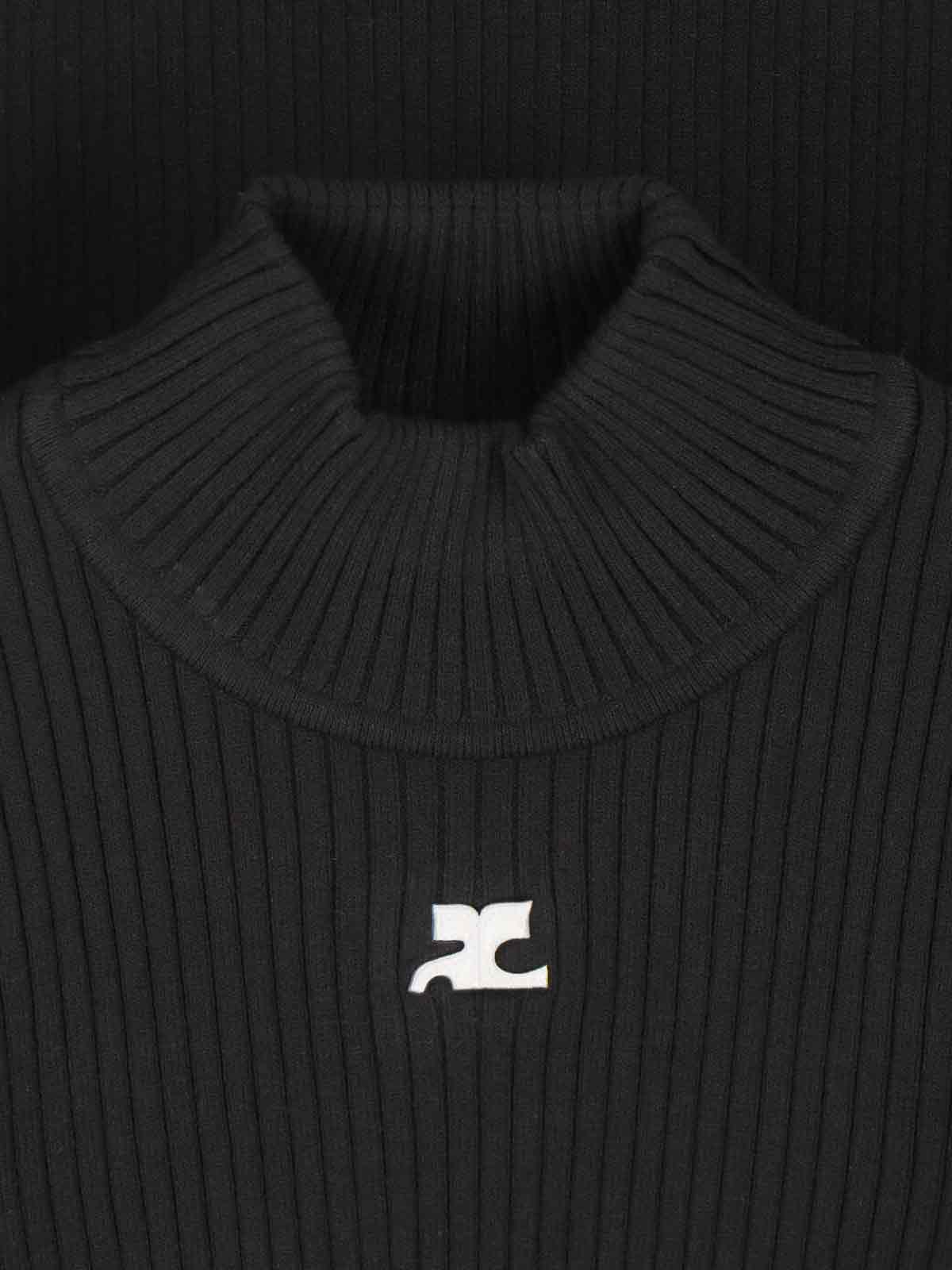 Shop Courrèges Logo Turtleneck Sweater In Black