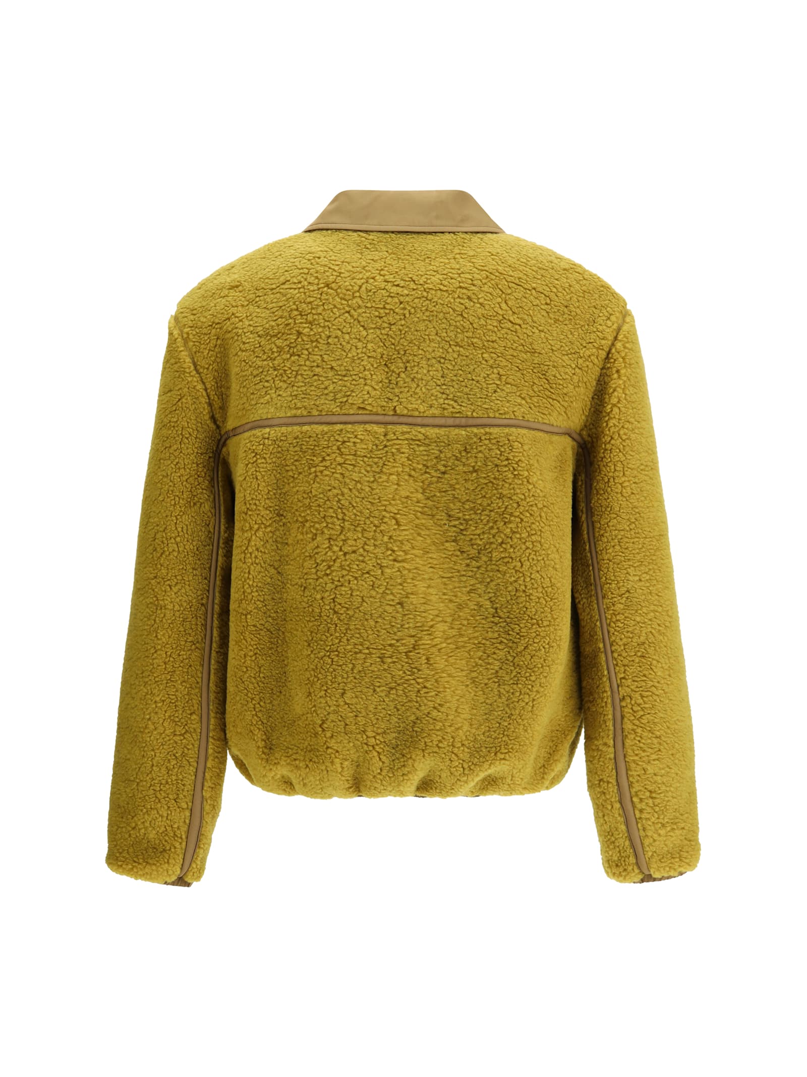 Ami Alexandre Mattiussi Ami Paris Ami Yellow Shearling Jacket With Contrast Collar In Yellow