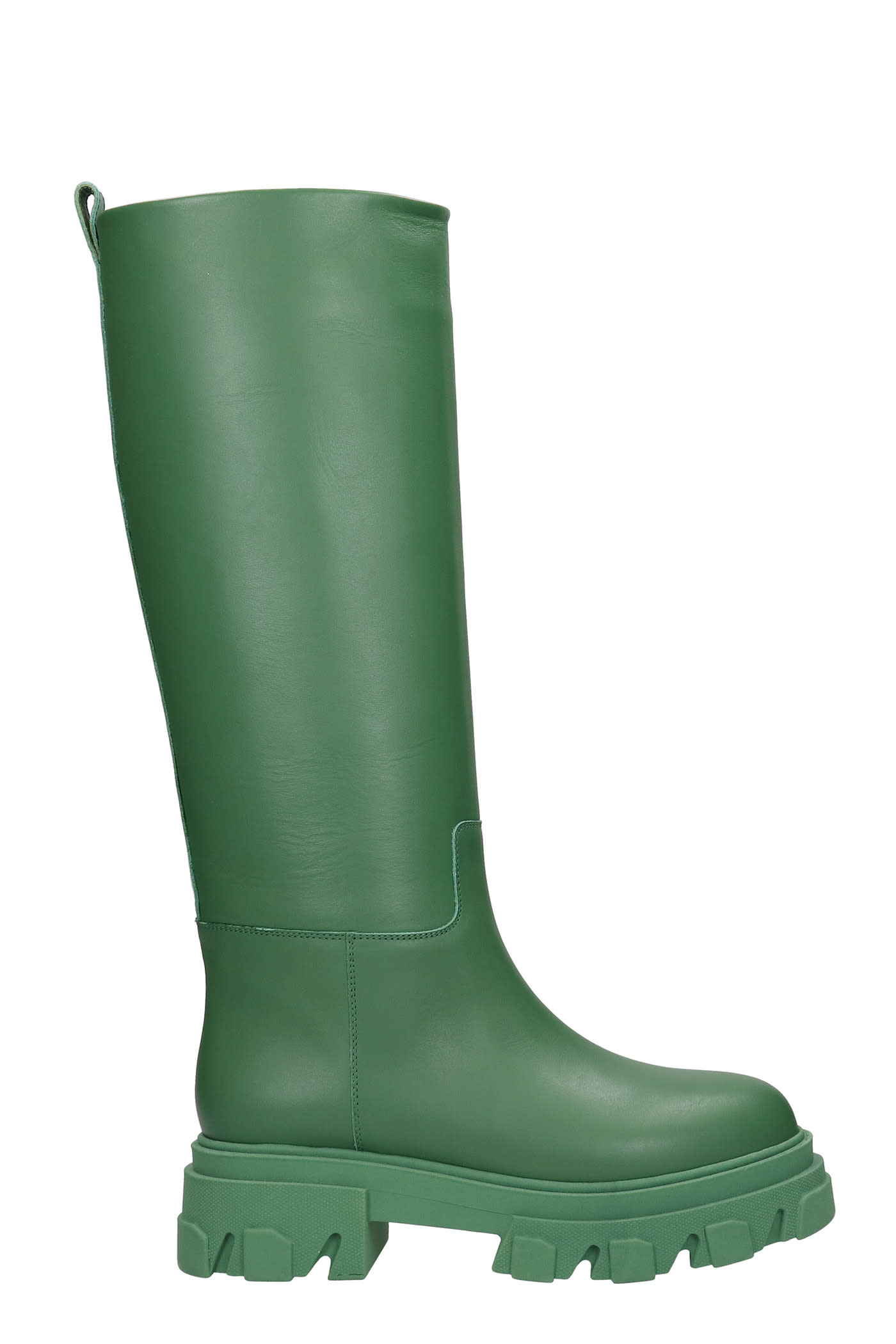 Gia X Pernille Teisbaek Perni 07 Low Heels Boots In Green Leather