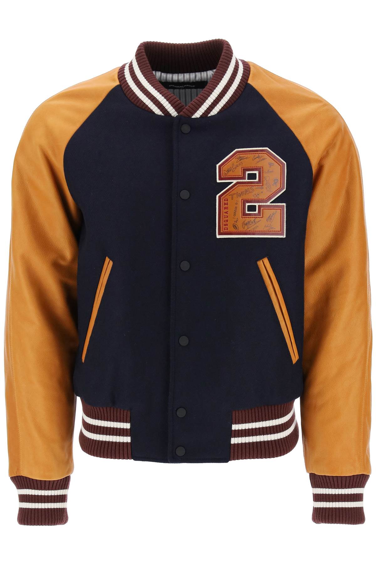 Dsquared2 Wool And Leather Varsity Jacket