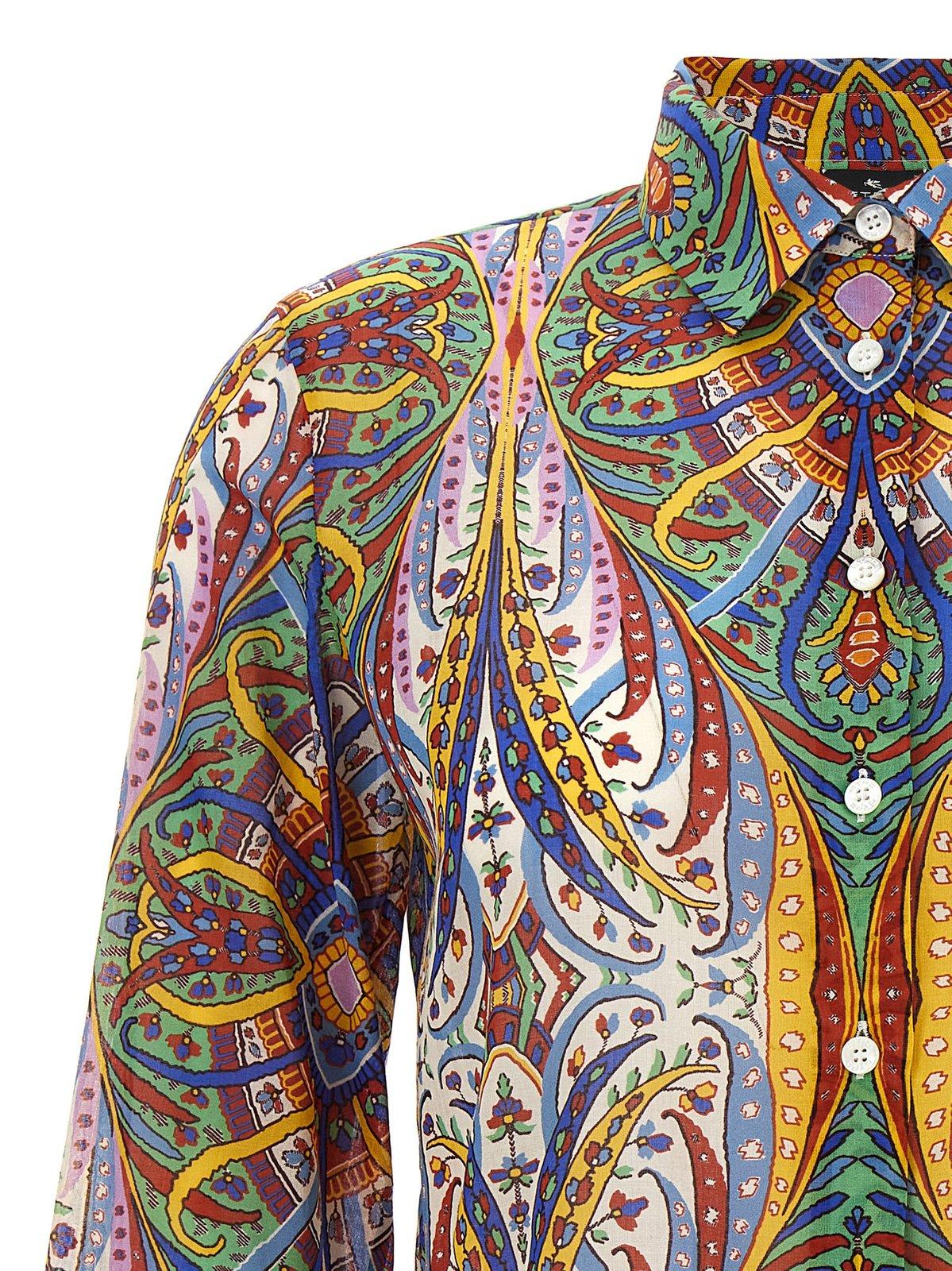 Shop Etro Paisley Print Long-sleeved Shirt In Multicolour