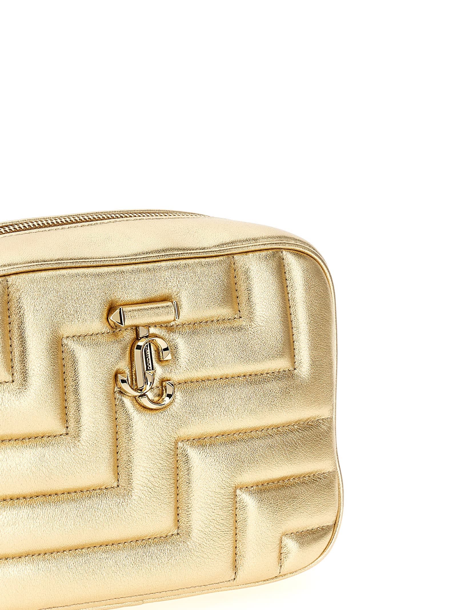 Shop Jimmy Choo Avenue Camera Crossbody Bag In Gold