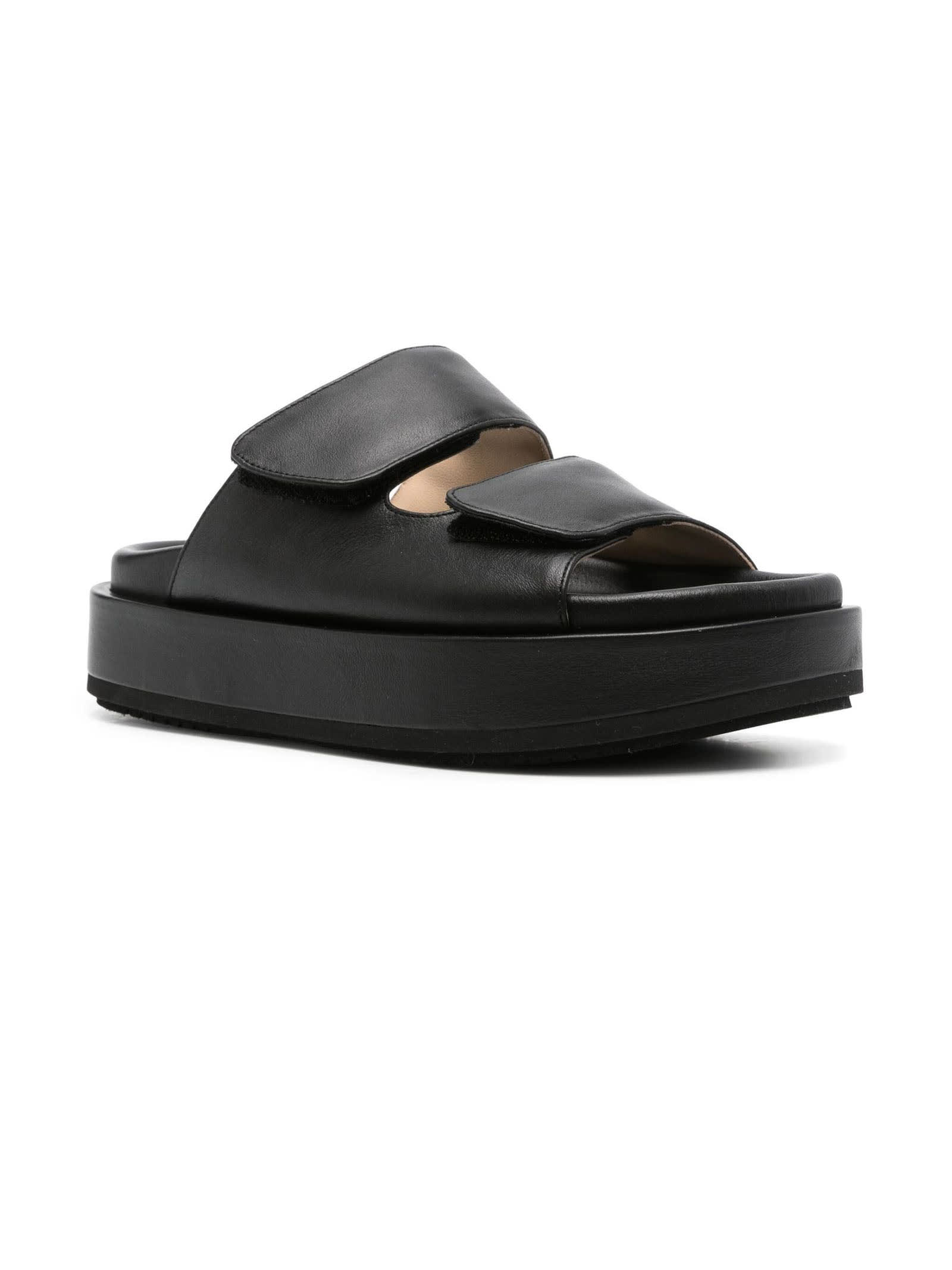 Shop Paloma Barceló Black Laya Leather Sandals