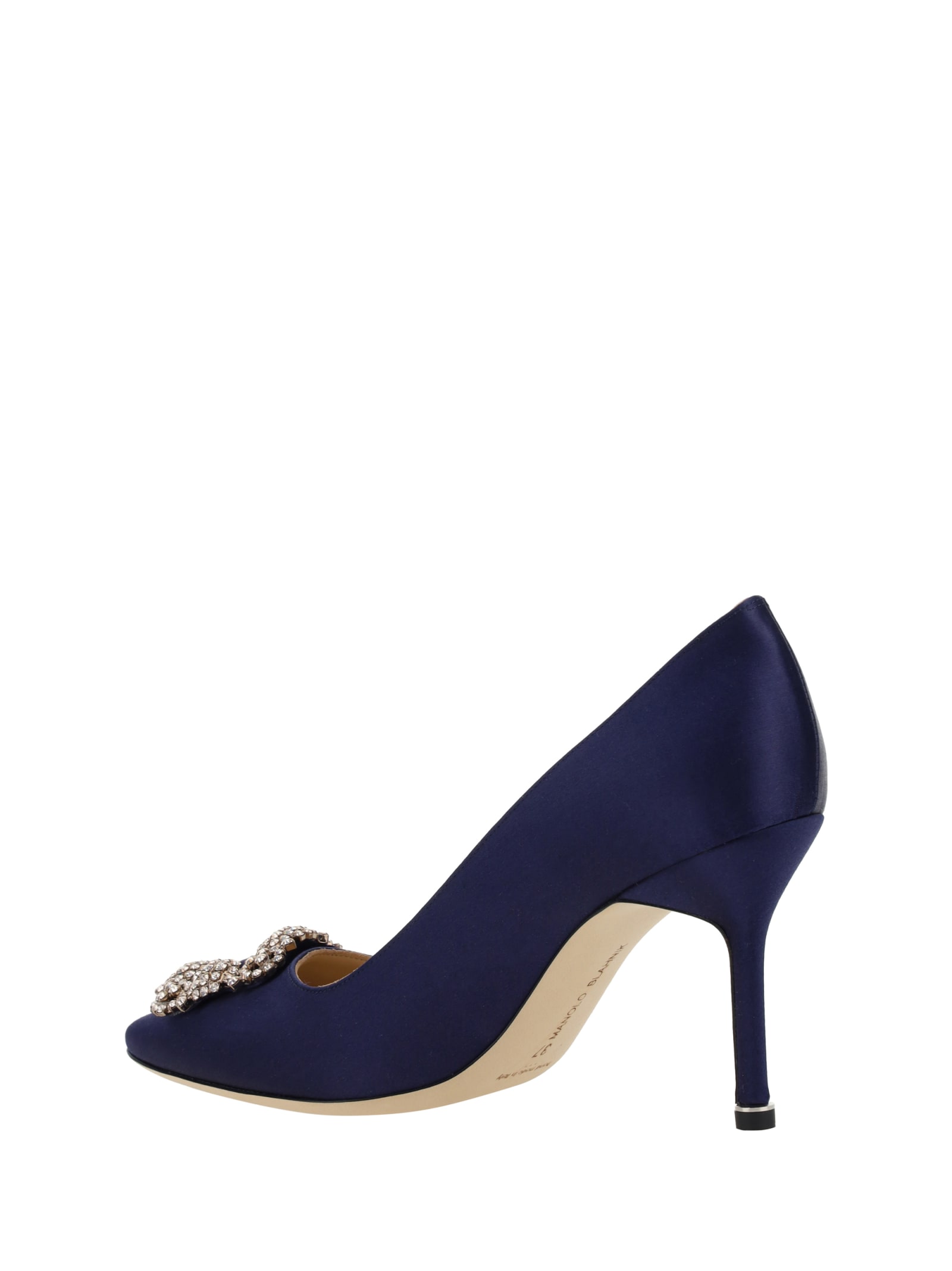 Shop Manolo Blahnik Hangisi Pumps In Navy