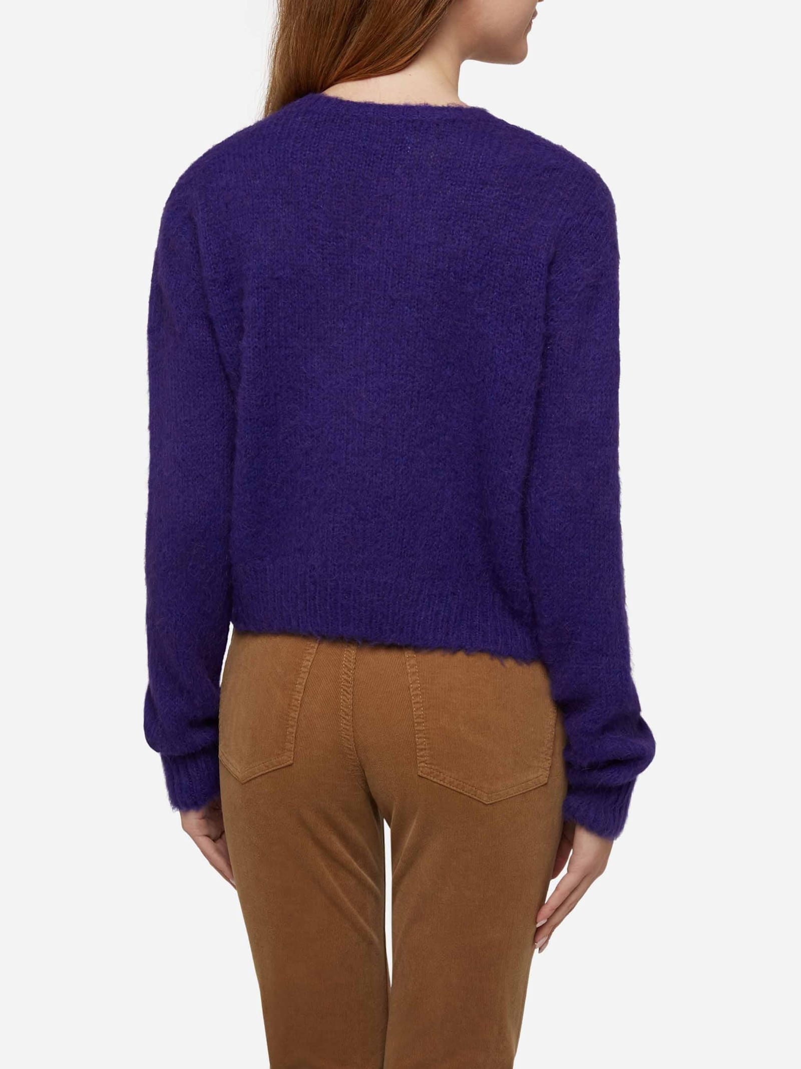Mc2 Saint Barth Woman Crewneck Soft Crop Sweater With Dammi Solo Un Minuto Embroidery