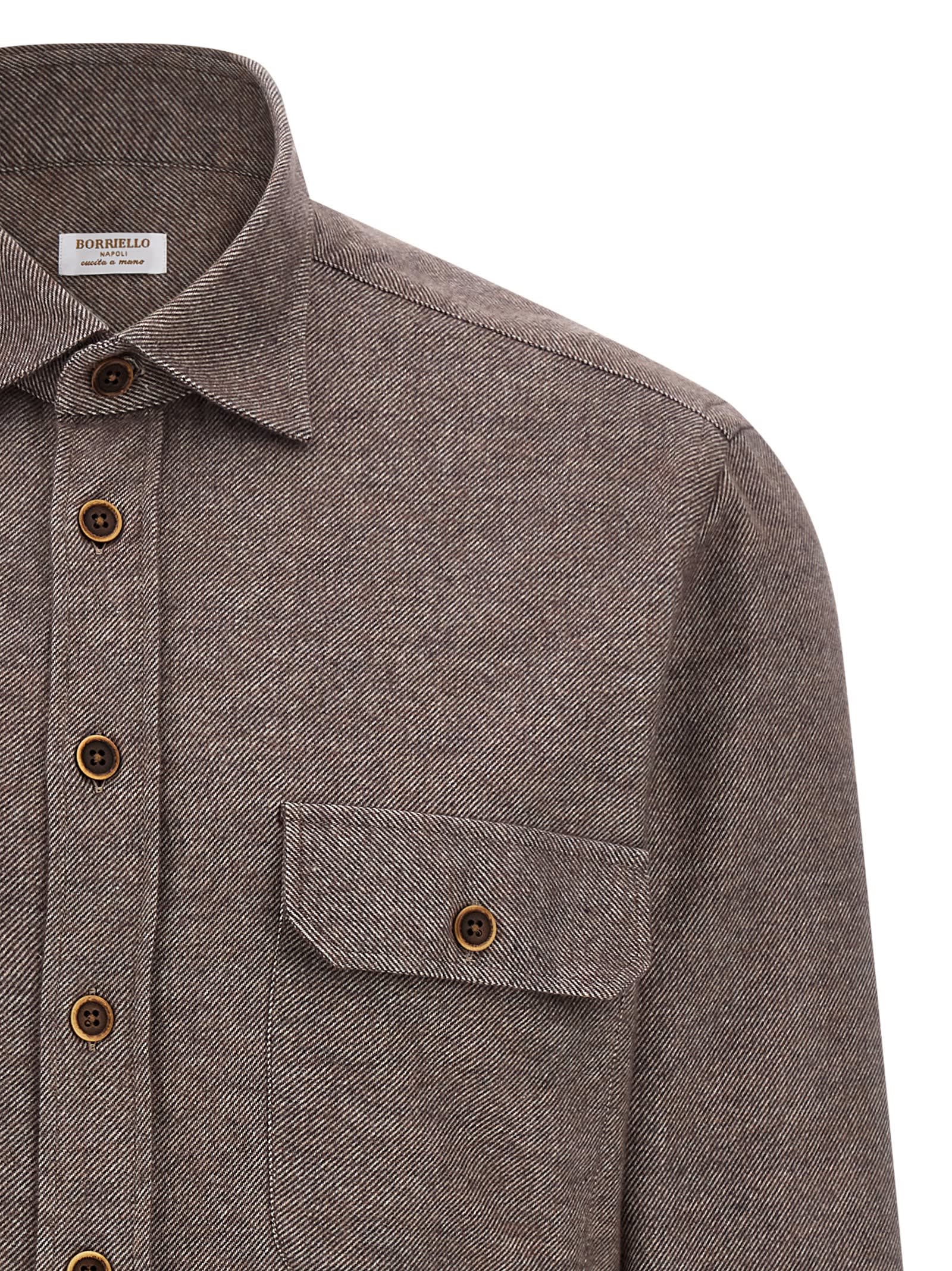 Borriello Napoli Button-front Long-sleeve Shirt In Brown