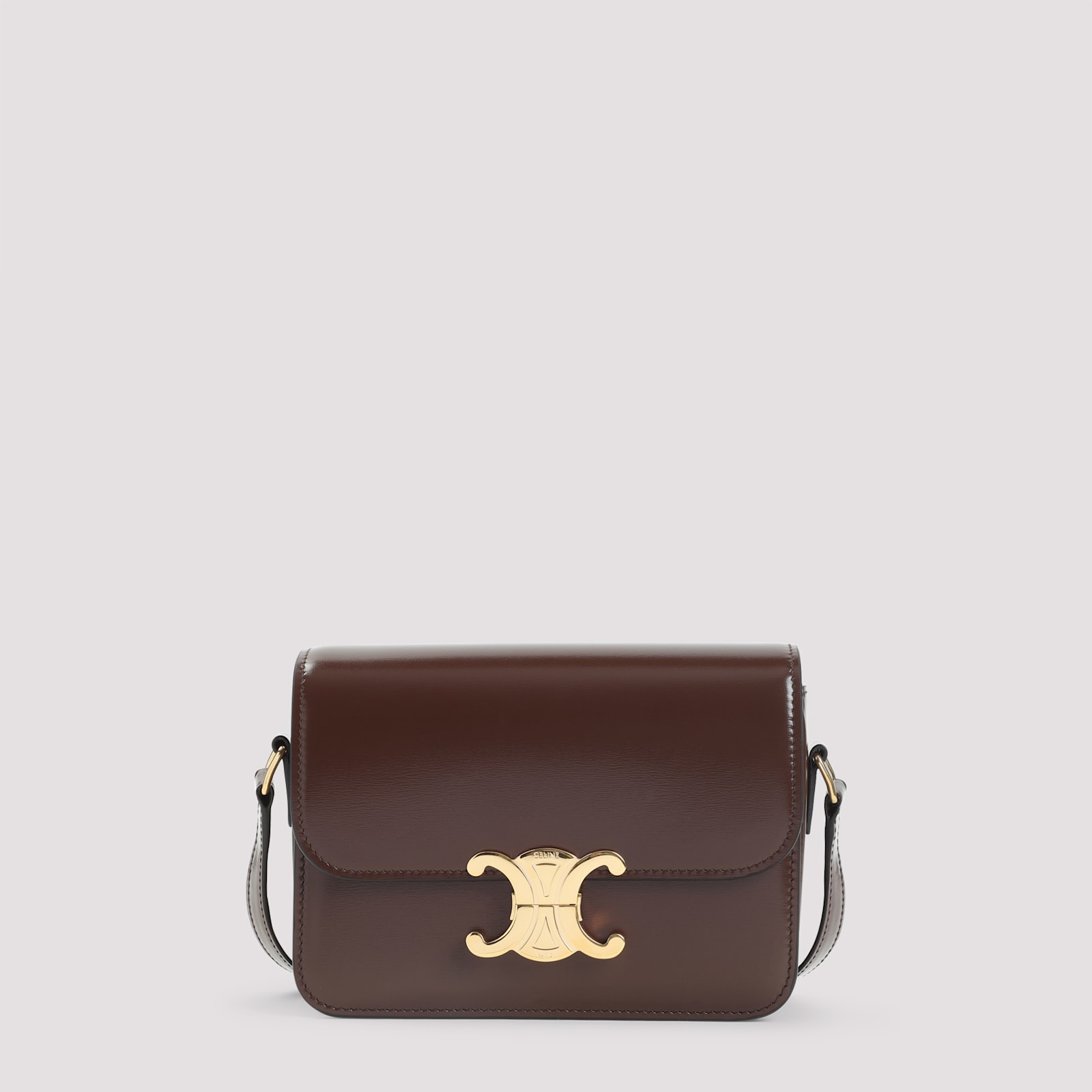 Celine Teen Triomphe Adjustable Strap Shoulder Bag In Brown