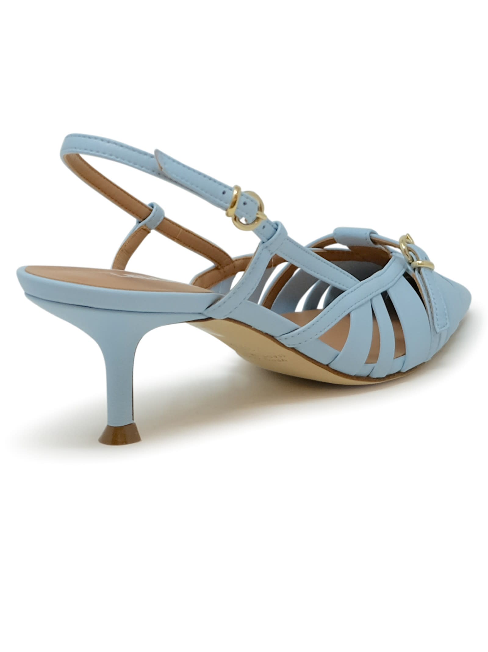 Shop Lella Baldi Leather Sandals In Light Blue