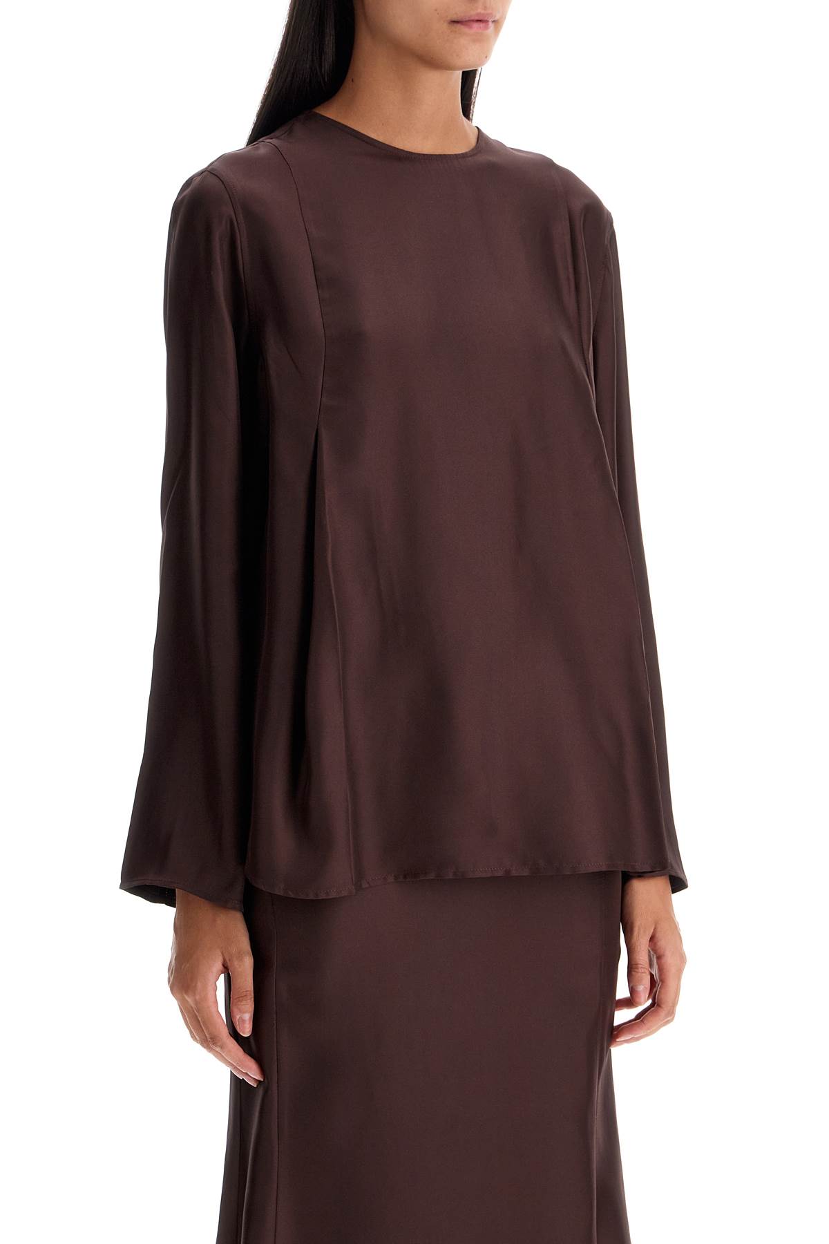 Shop Loulou Studio Silk Adalyn Blouse In Choco (brown)