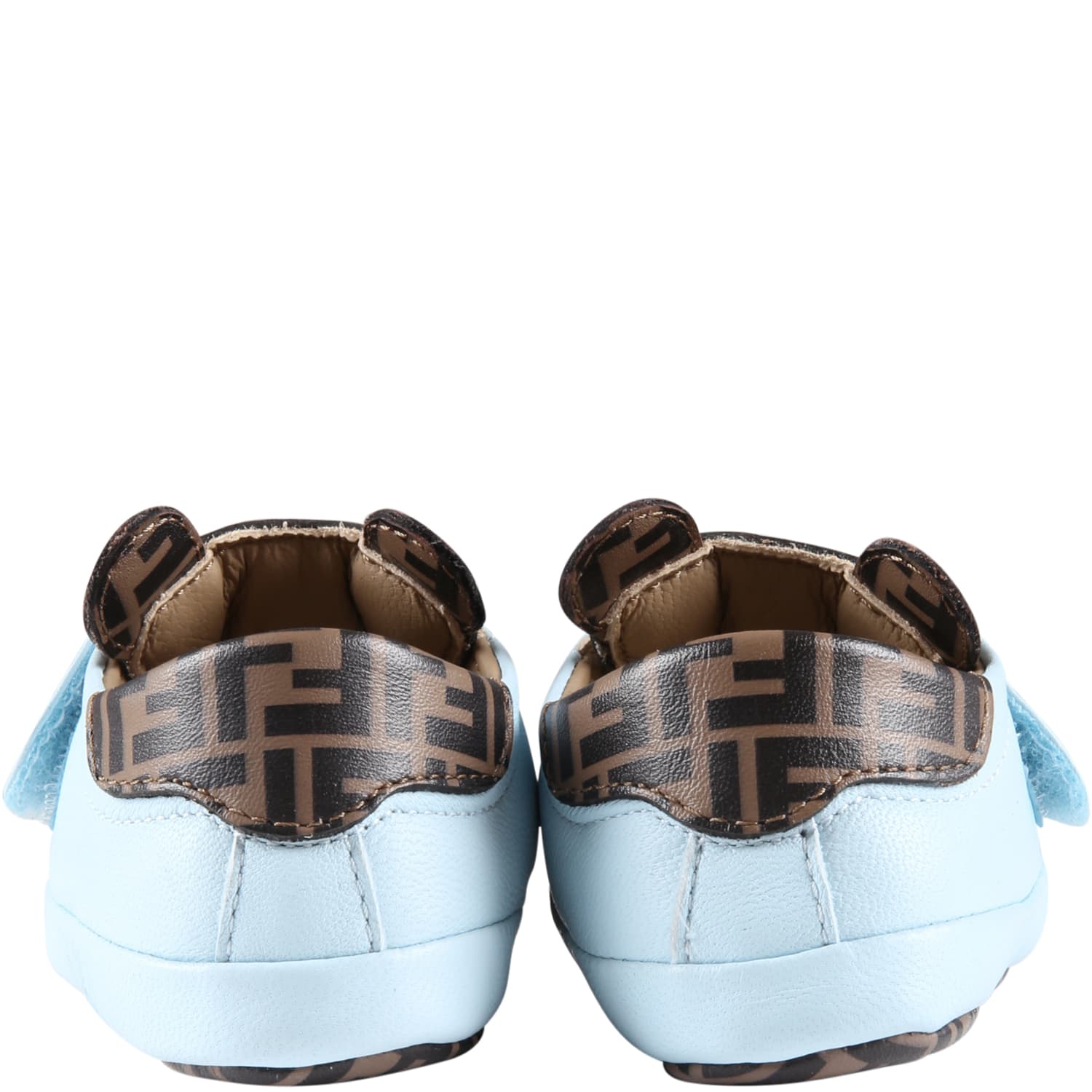 Kids' Light-blue Sneakers For Baby Boy With Bear And Ff In Light Blue